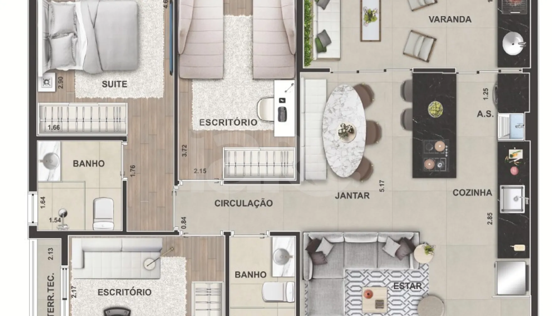 Planta — Apartamento 67,14 m²