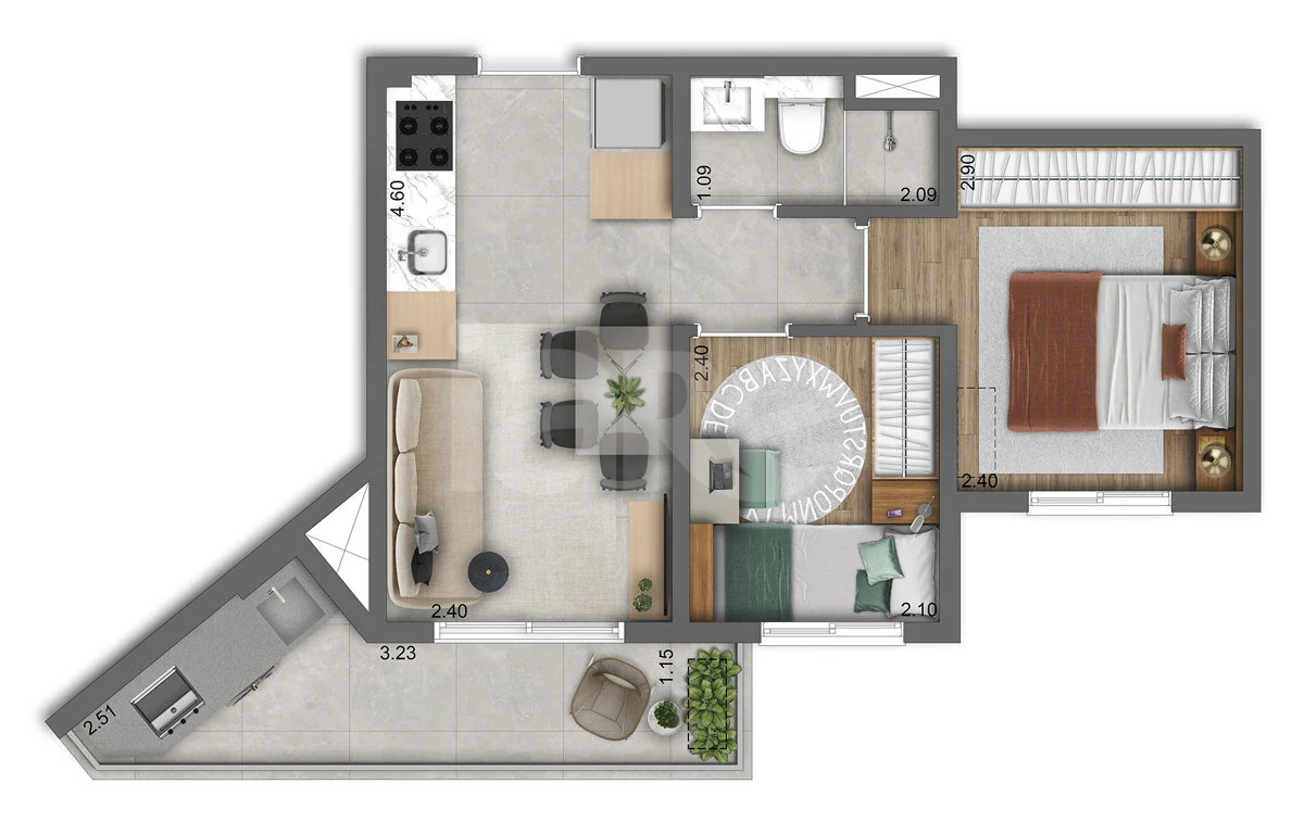 Planta — Apartamento 39,9 m²