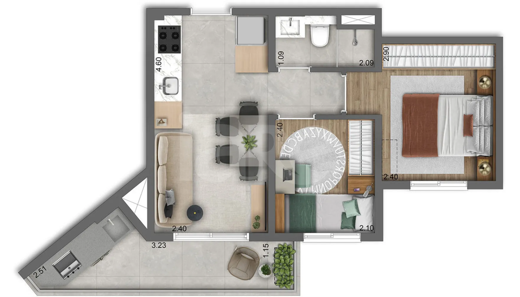 Planta — Apartamento 39,9 m²