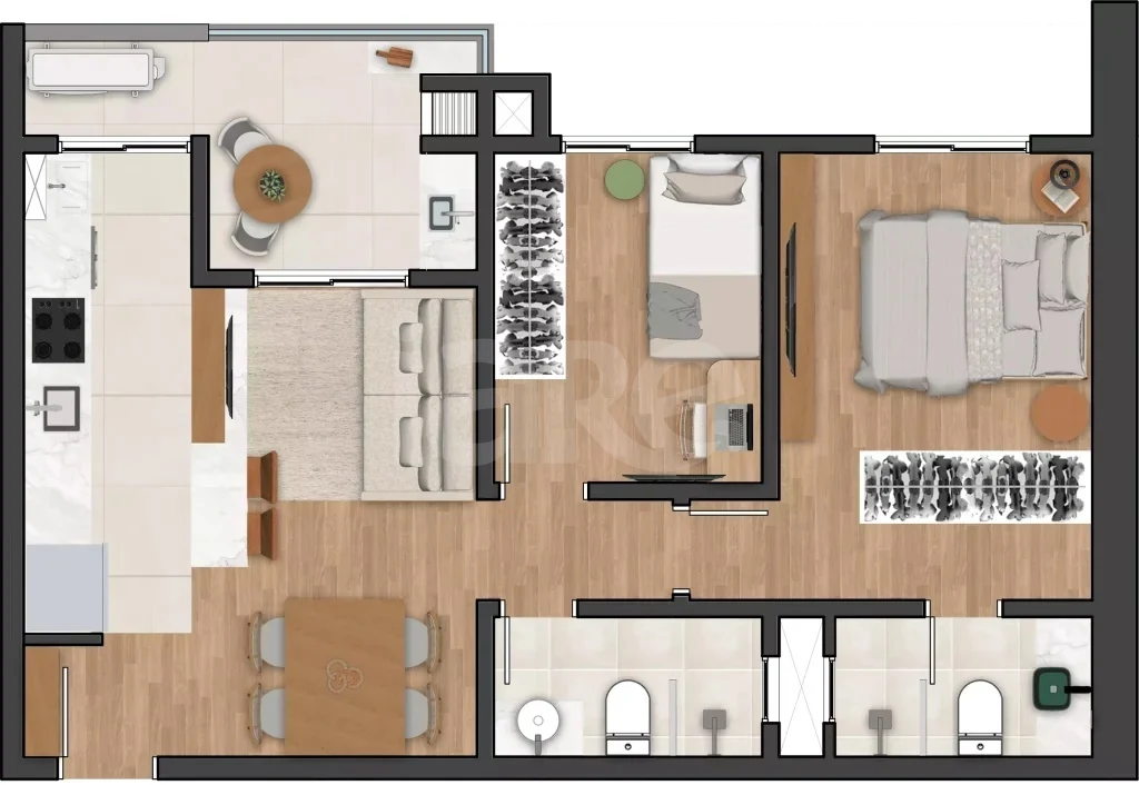 Planta — Apartamento 60,34 m²
