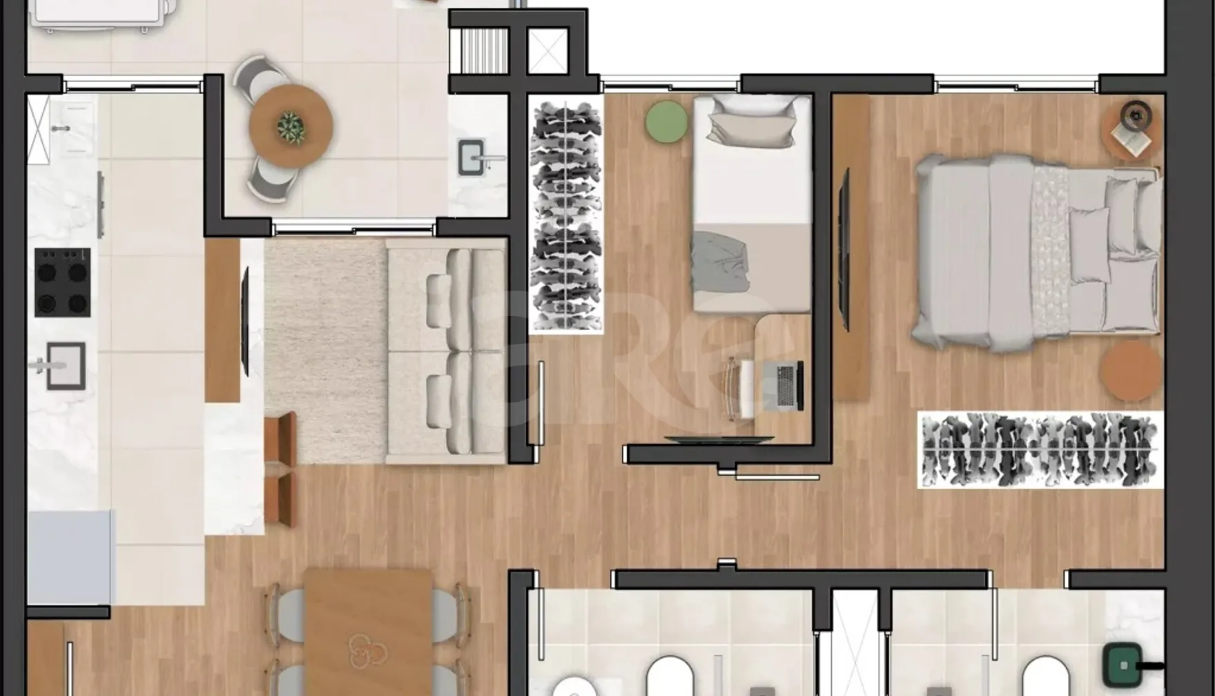 Planta — Apartamento 60,34 m²