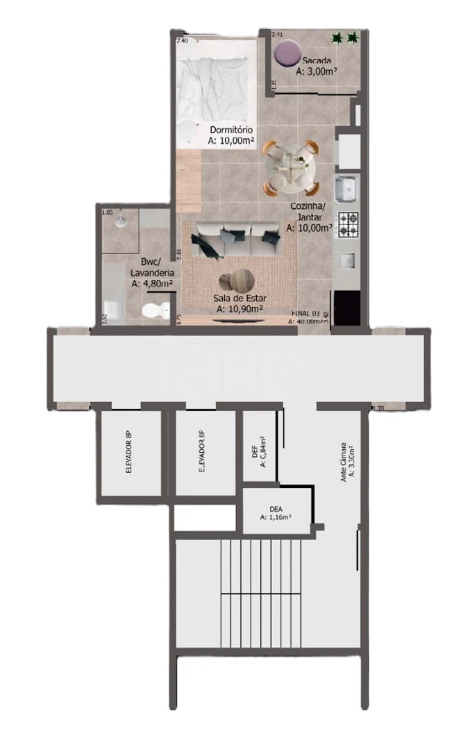Planta — Studio 40 m²