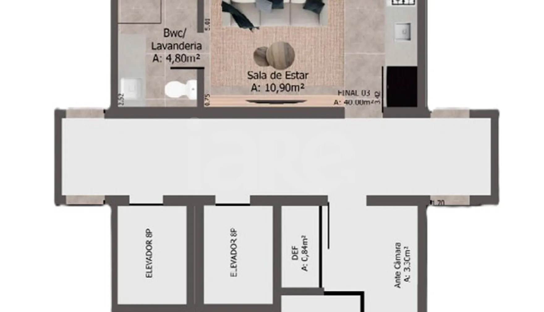 Planta — Studio 40 m²