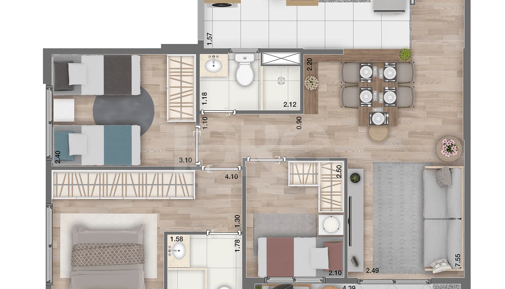 Planta — Apartamento 69,1 m²