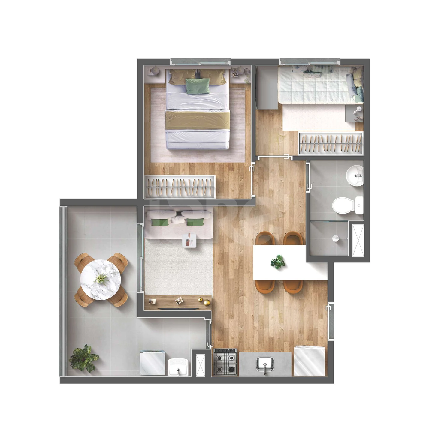 Planta — Apartamento 43,59 m²