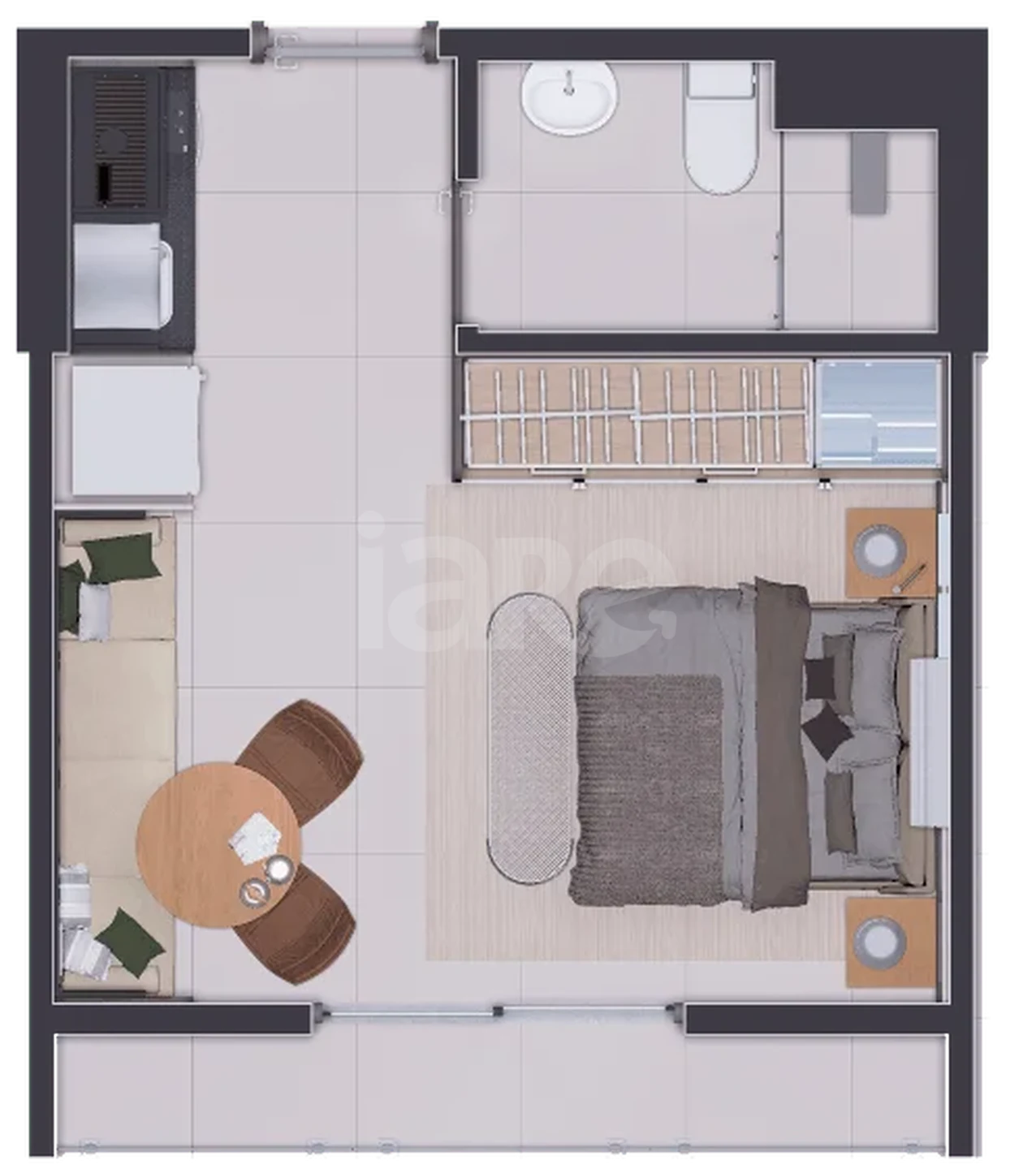 Planta — Studio 24,81 m²