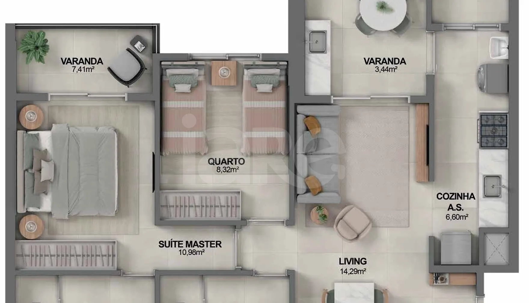 Planta — Apartamento 69,97 m²