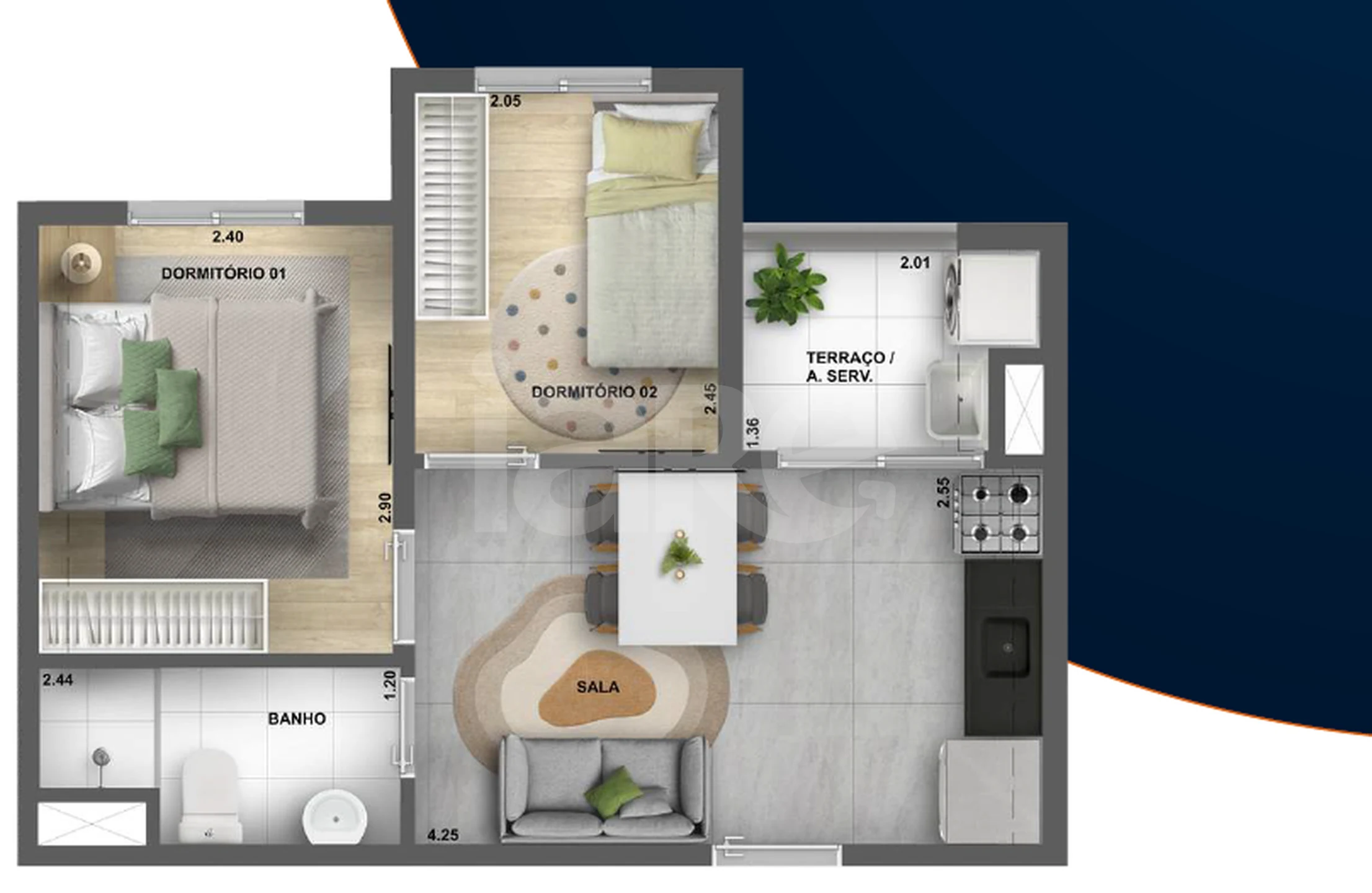 Planta — Apartamento 33 m²