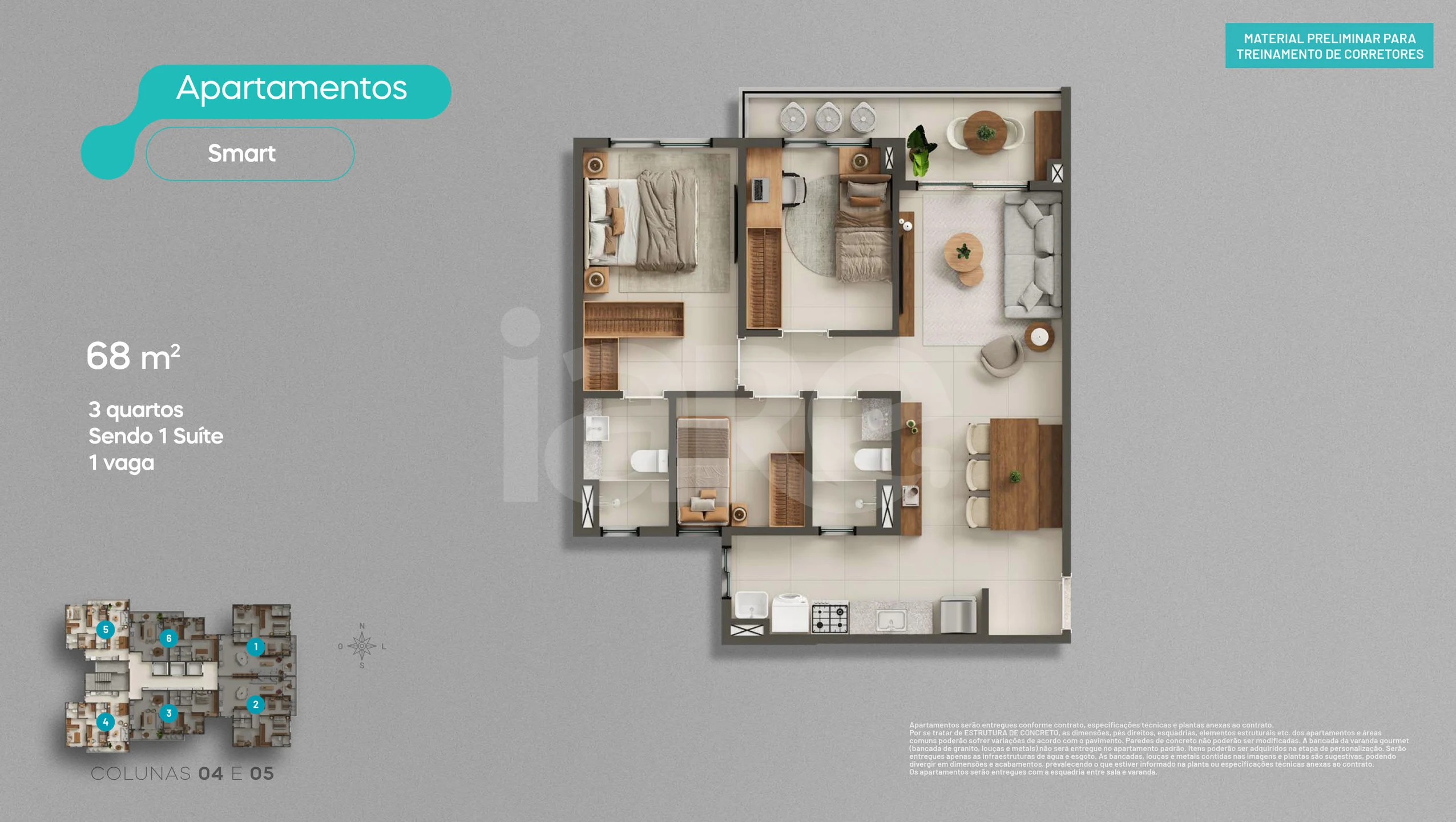 Planta — Smart 68,06 m² Cols. 4 e 5