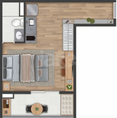 Planta — Studio 30,07 m²