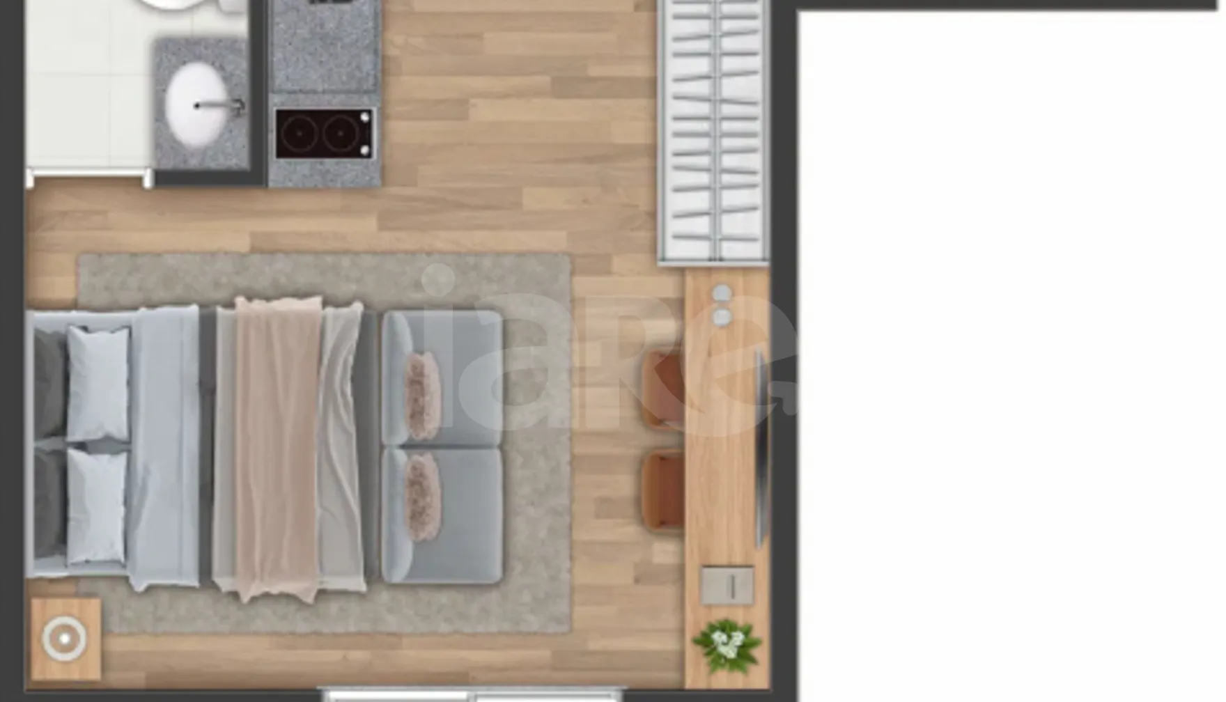 Planta — Studio 30,07 m²
