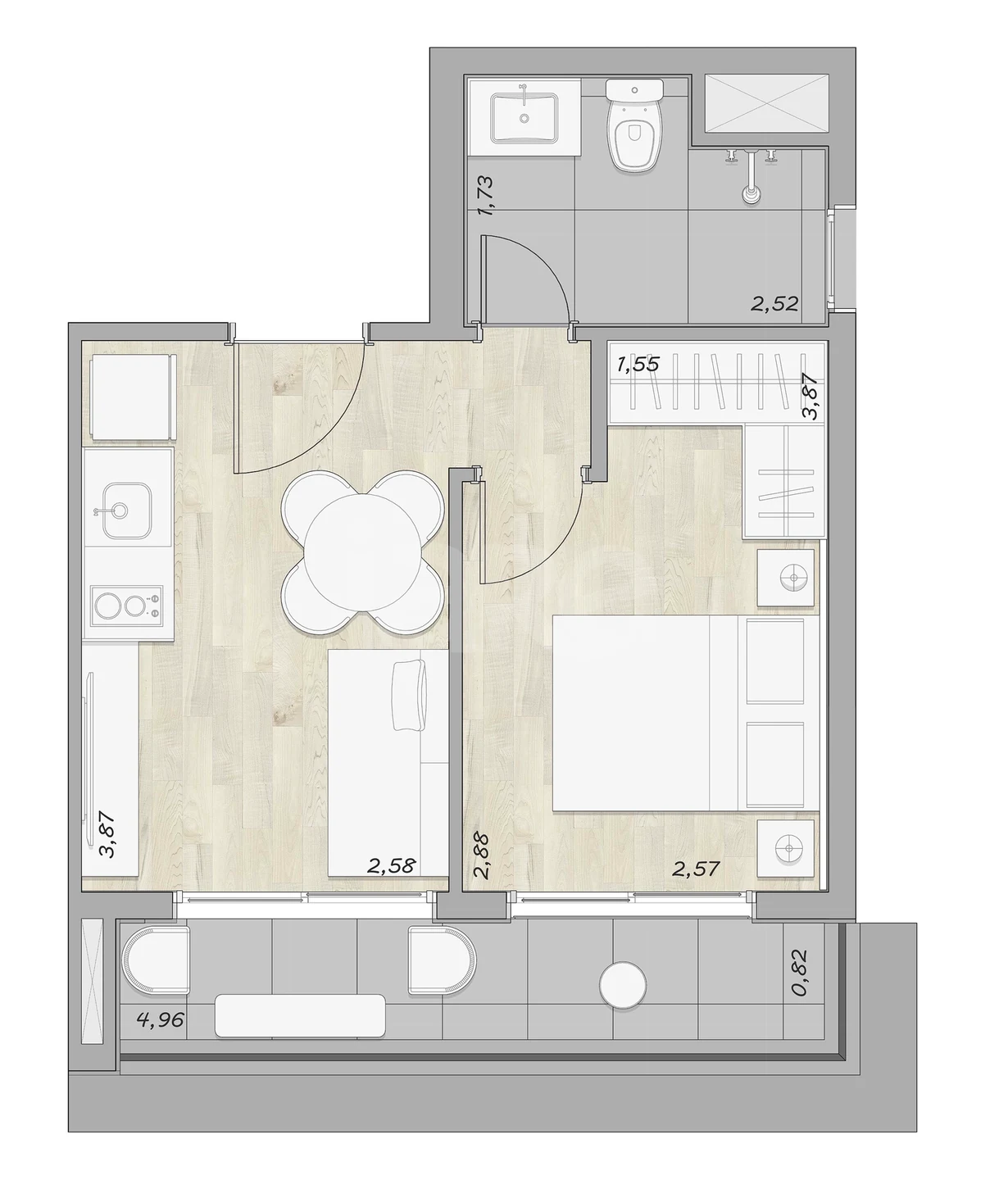 Planta — Apartamento 37,67 m²