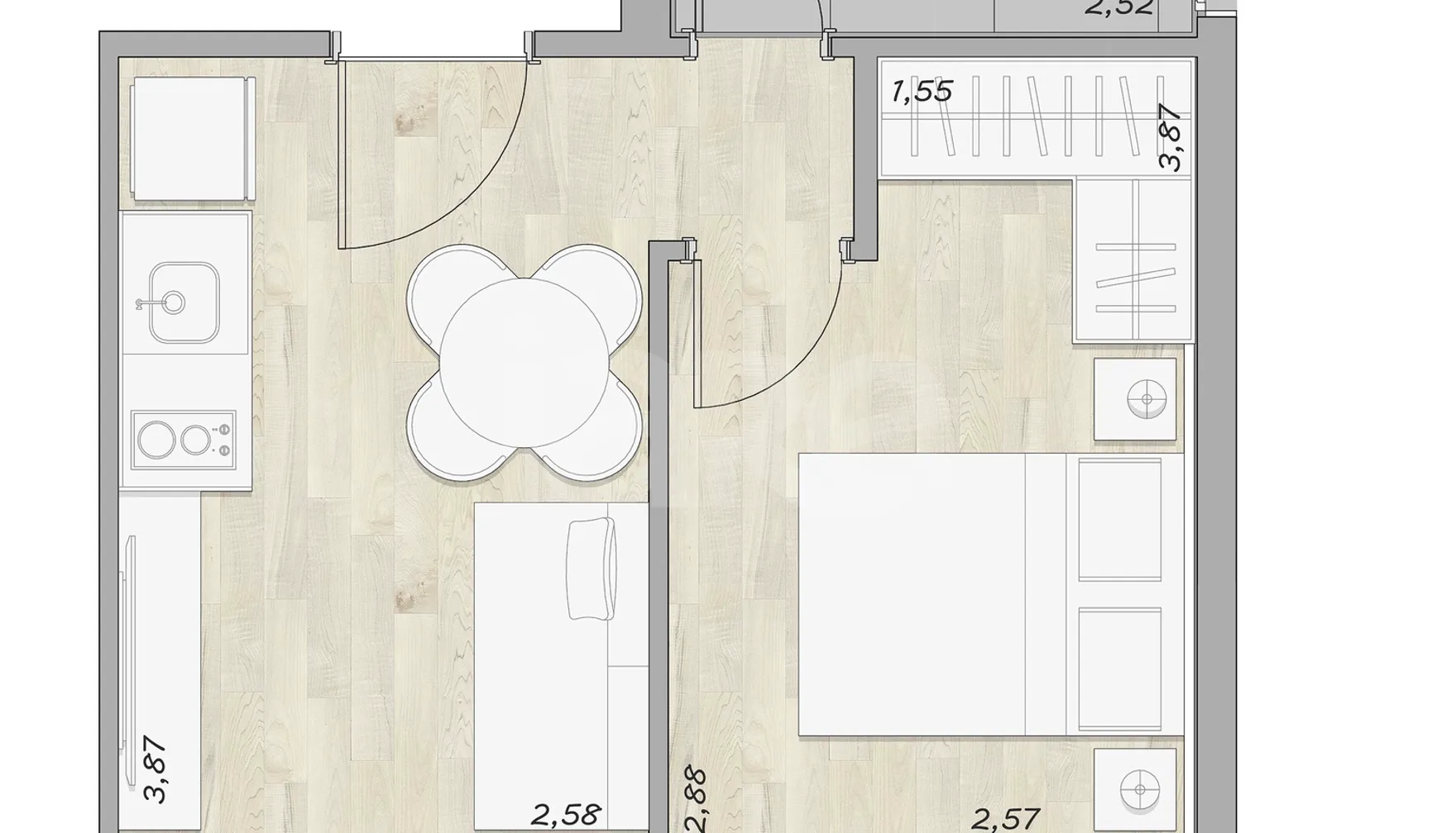Planta — Apartamento 37,67 m²