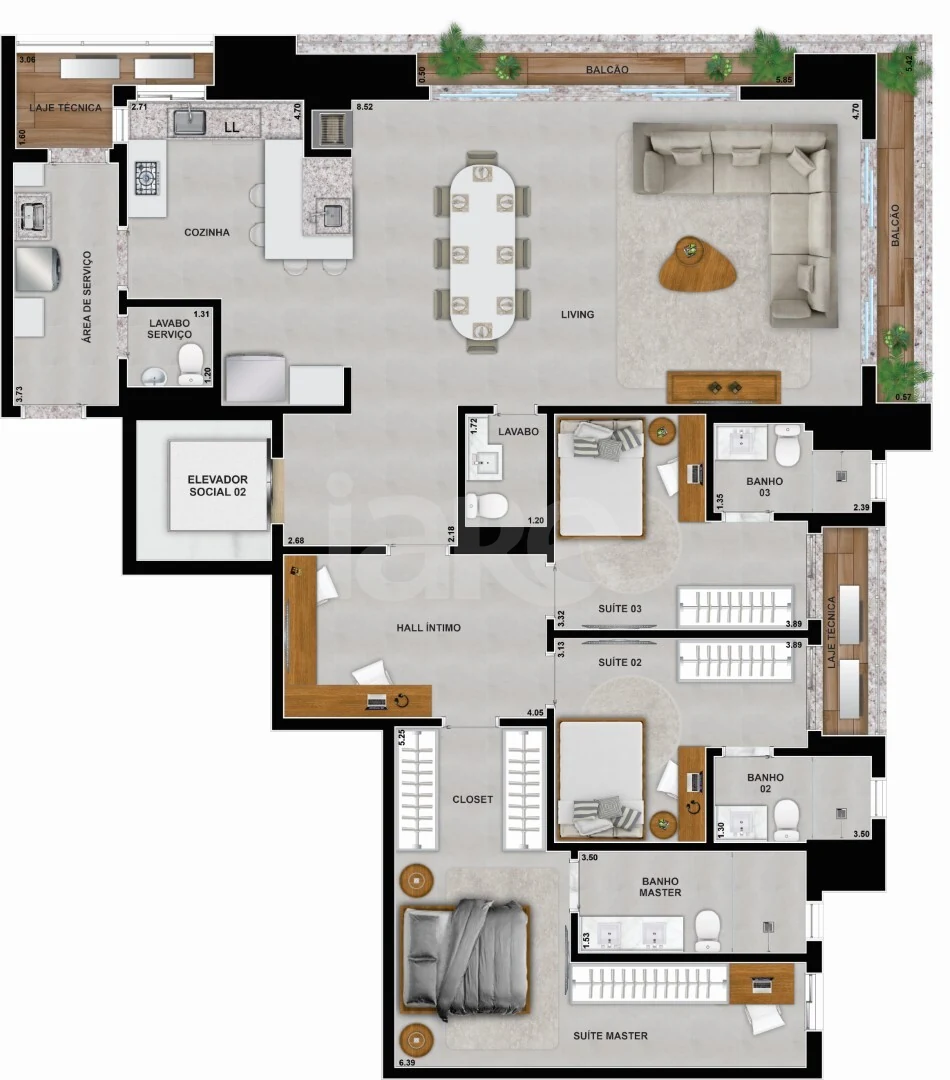 Planta — Apartamento 171,47 m²