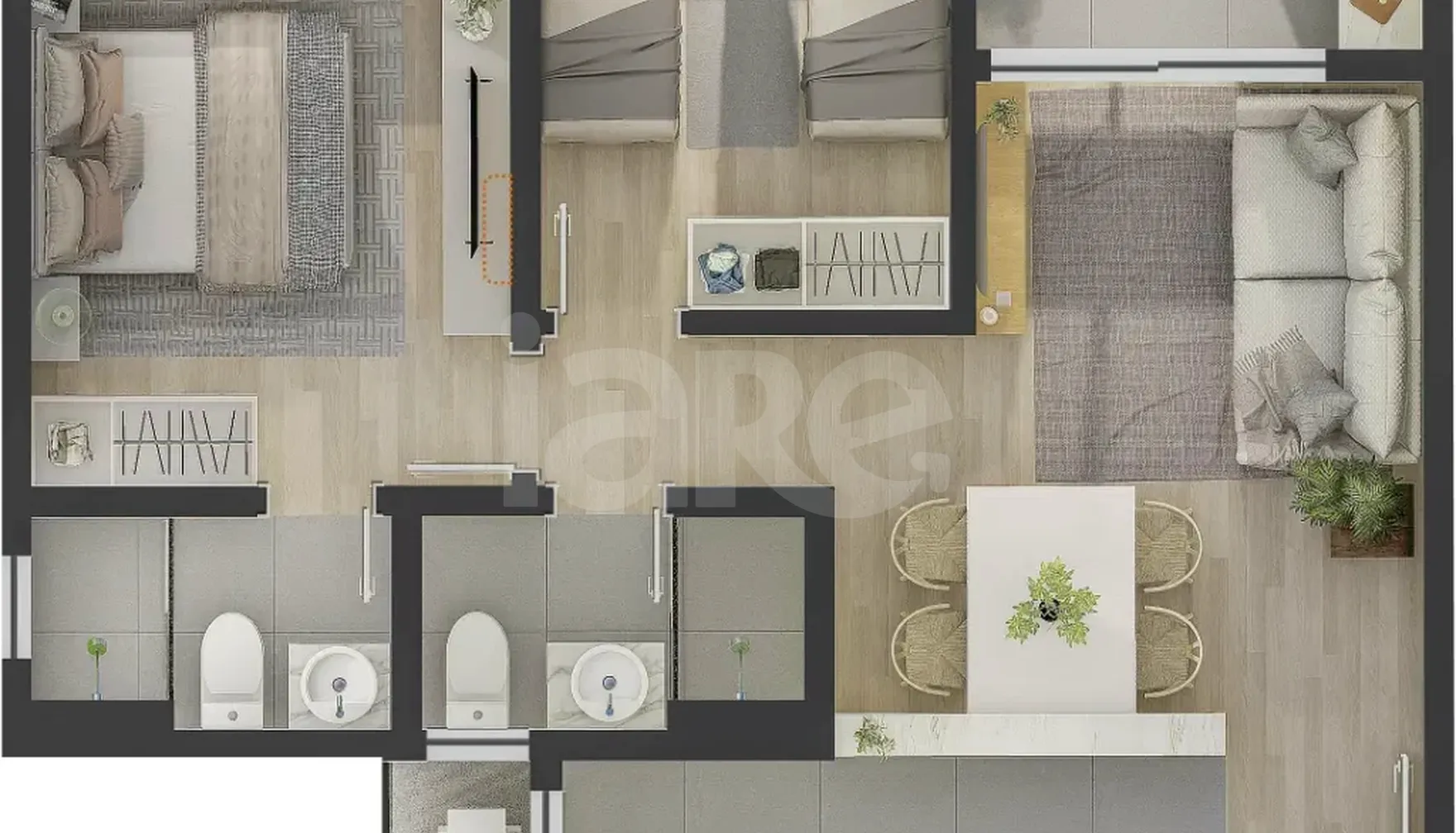 Planta — Apartamento 54,22 m²