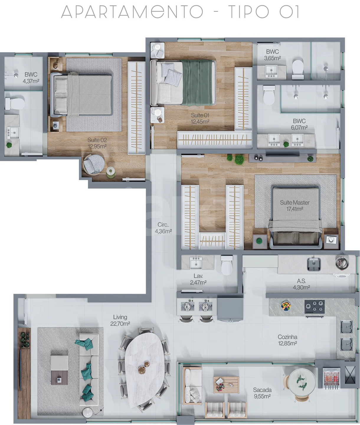 Planta — Apartamento 125 m²