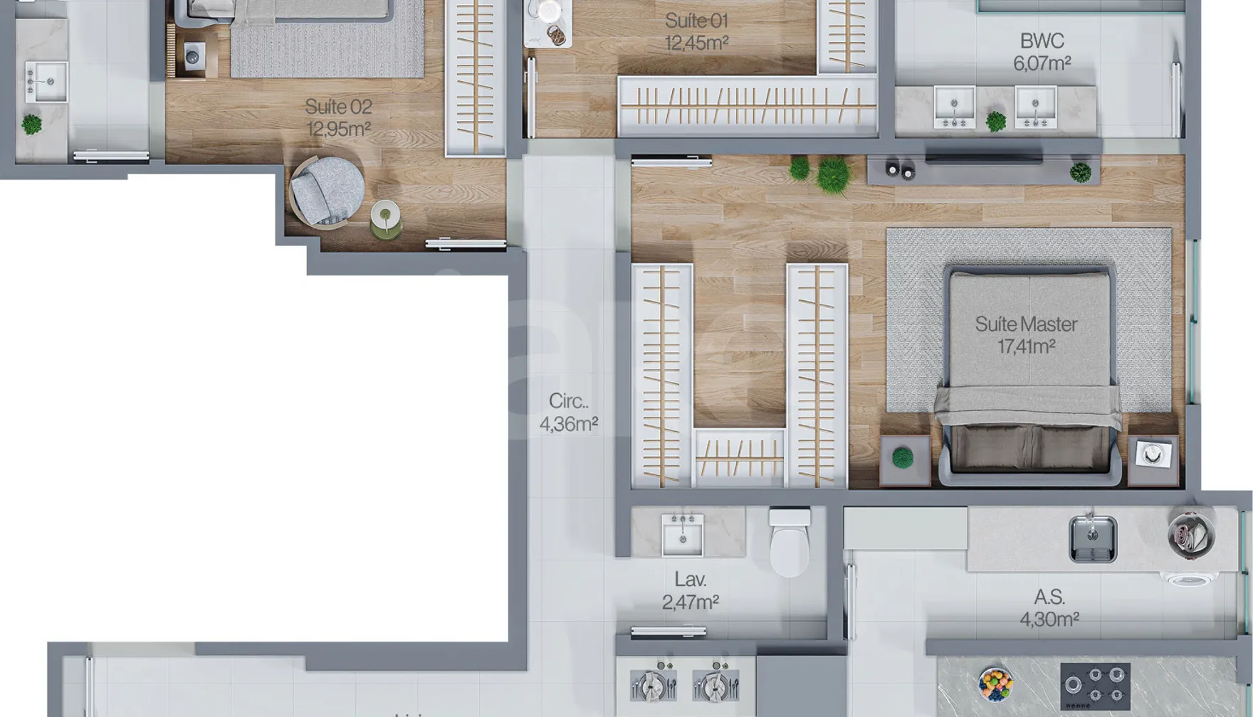 Planta — Apartamento 125 m²
