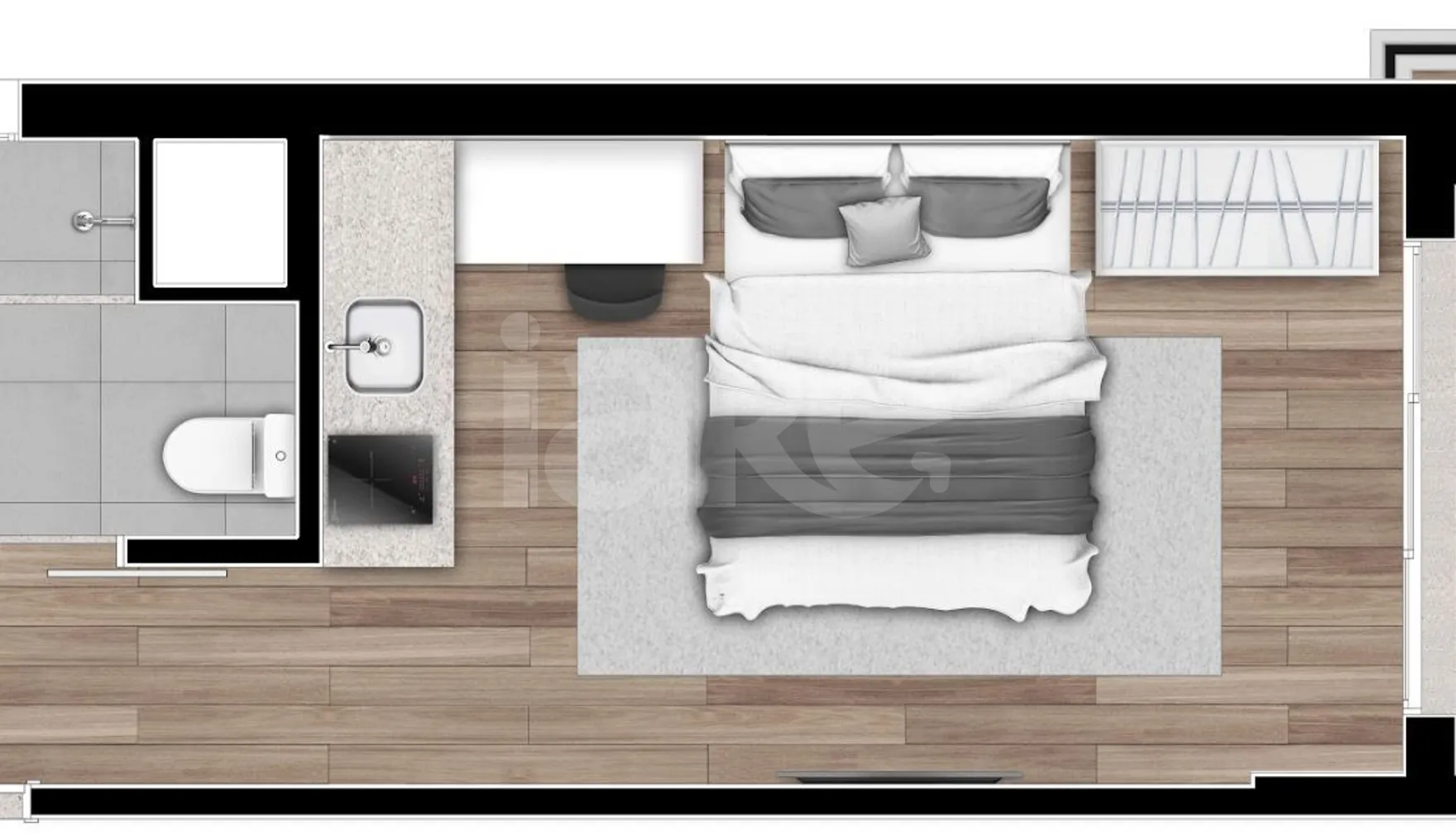 Planta — Studio 27,2 m²