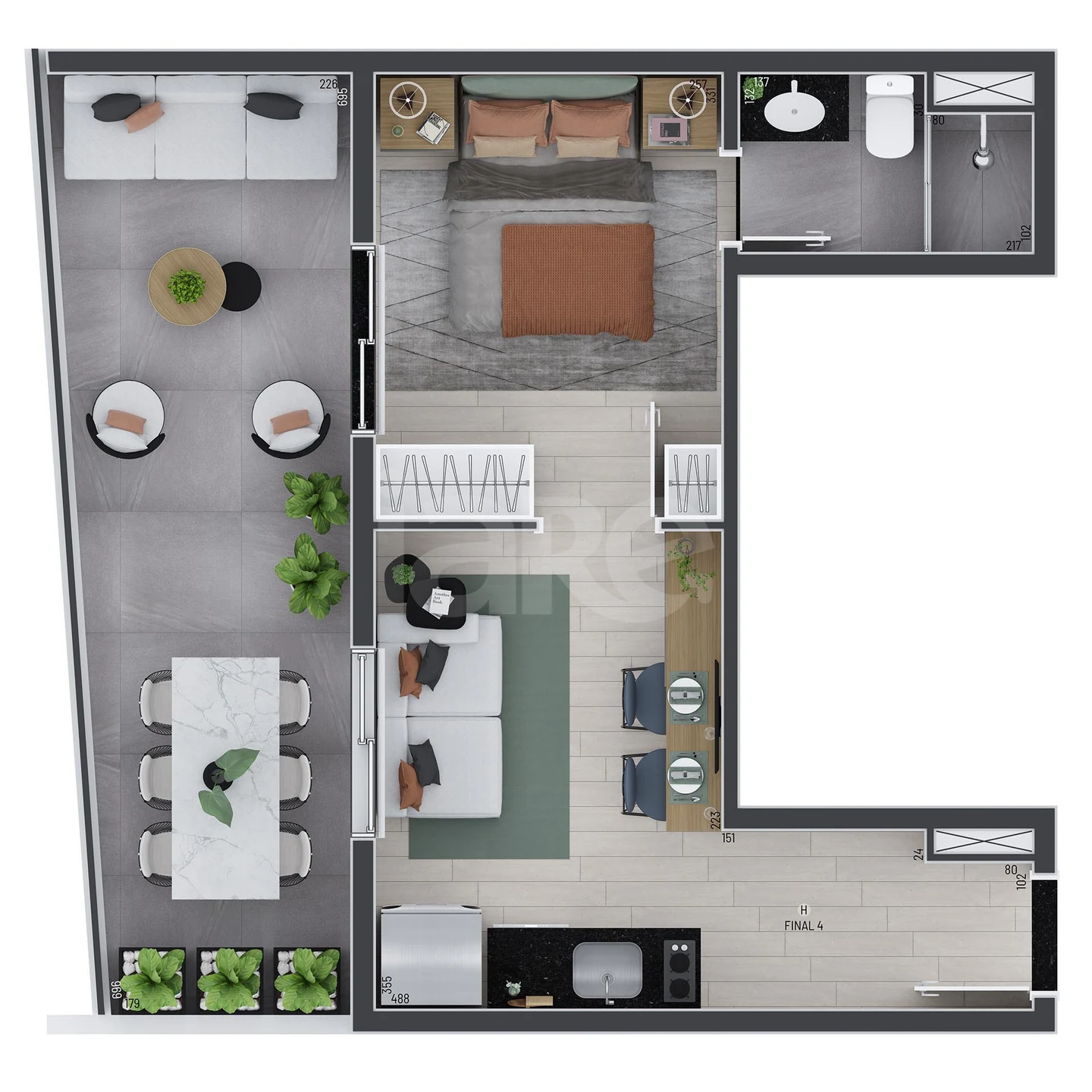 Planta — Garden 43,5 m²