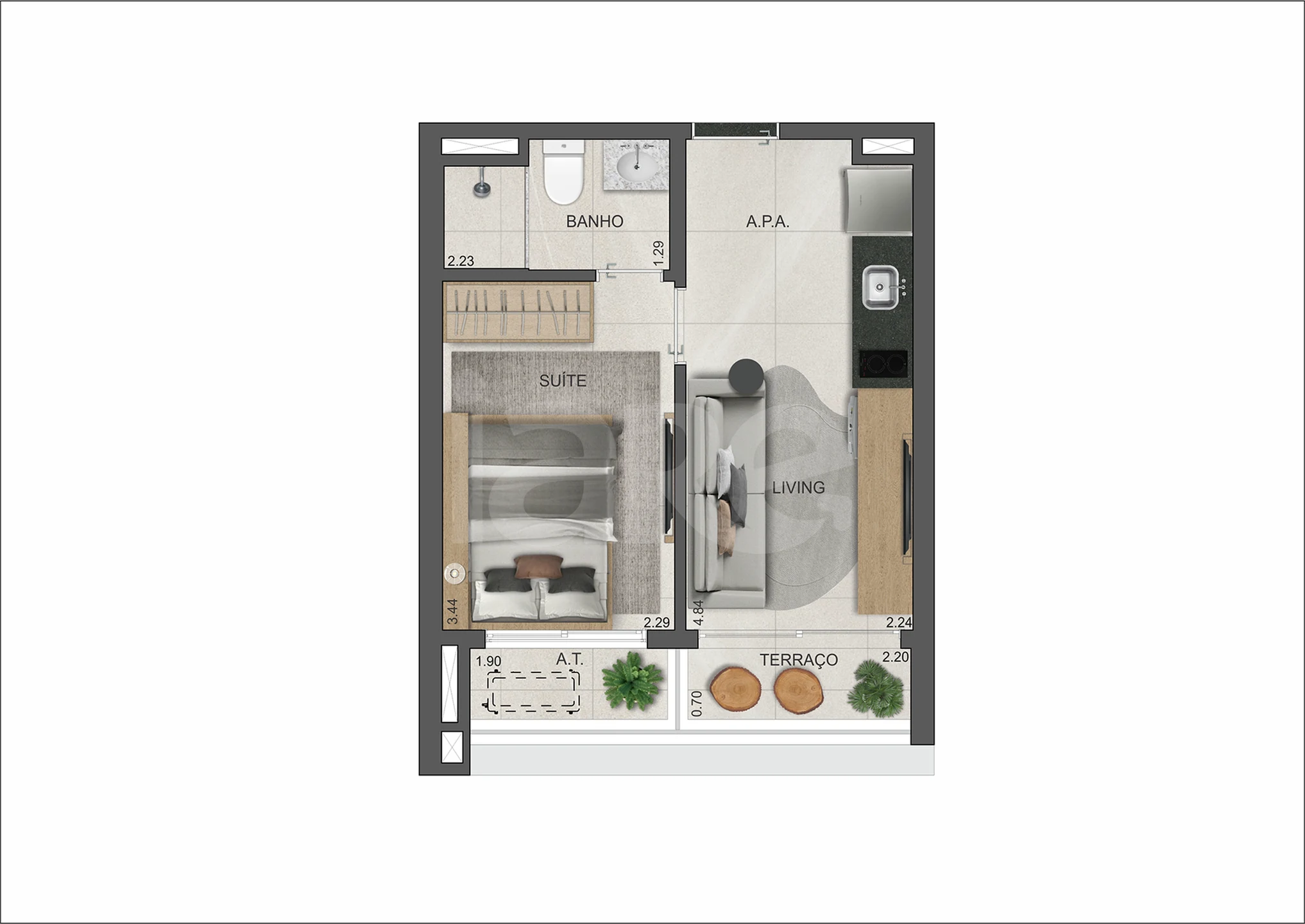 Planta — Apartamento 28,89 m²