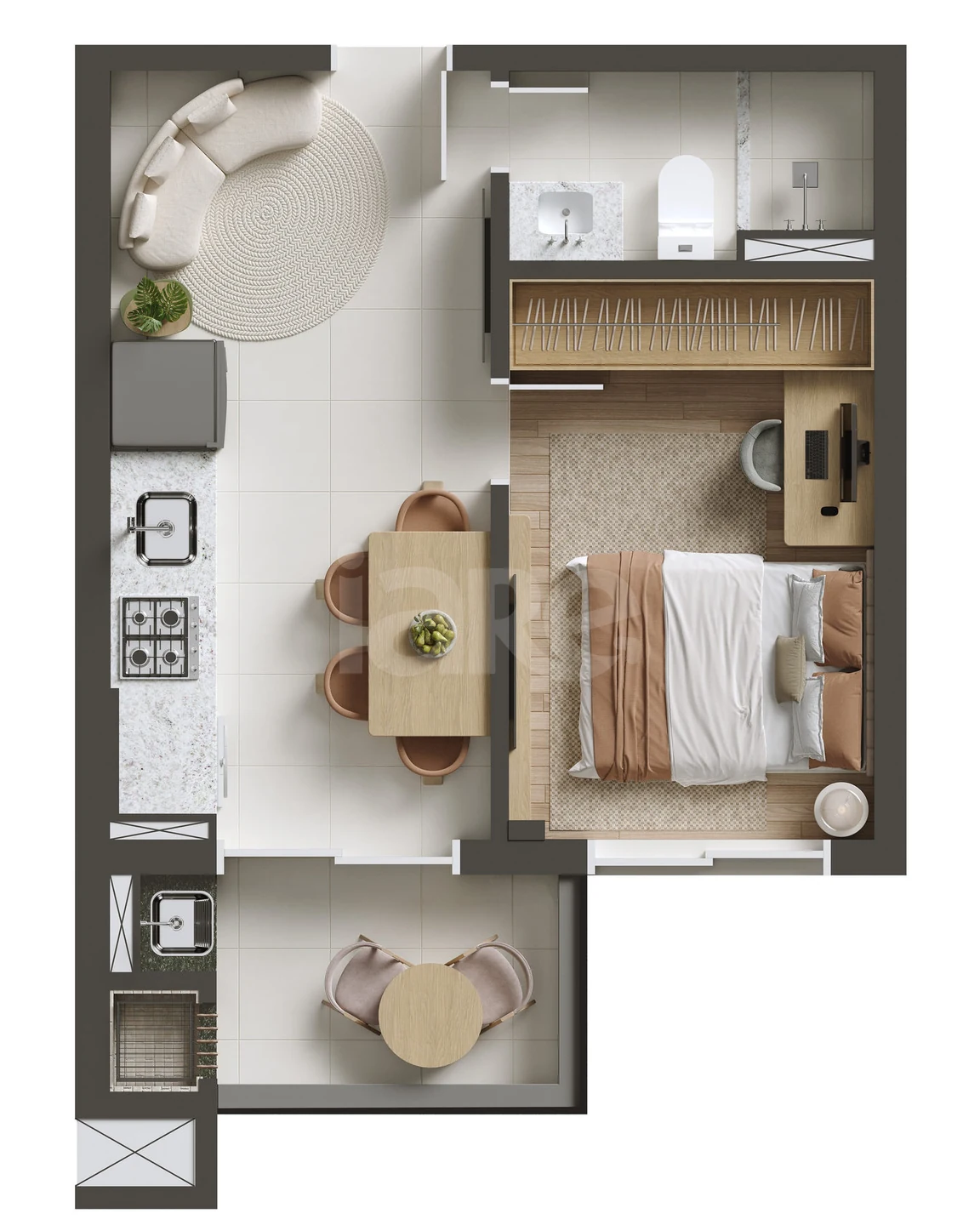 Planta — Apartamento 34 m²