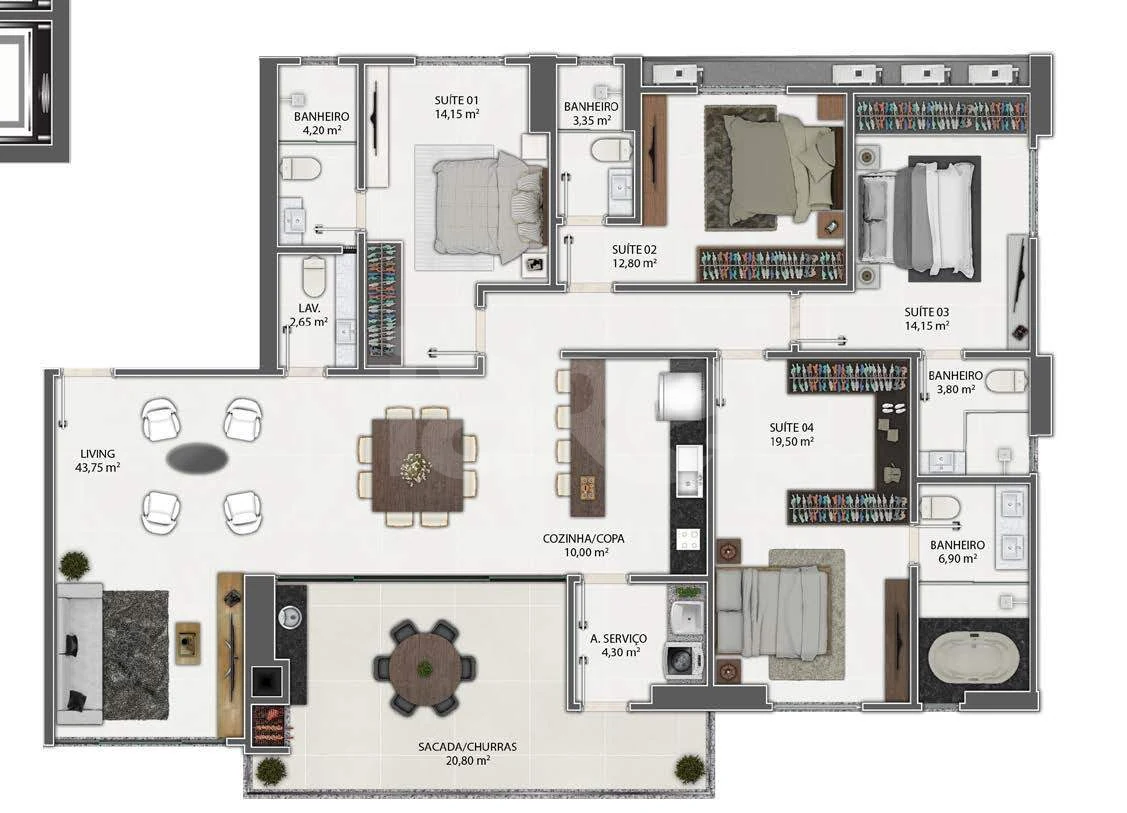 Planta — Apartamento 182,25 m²