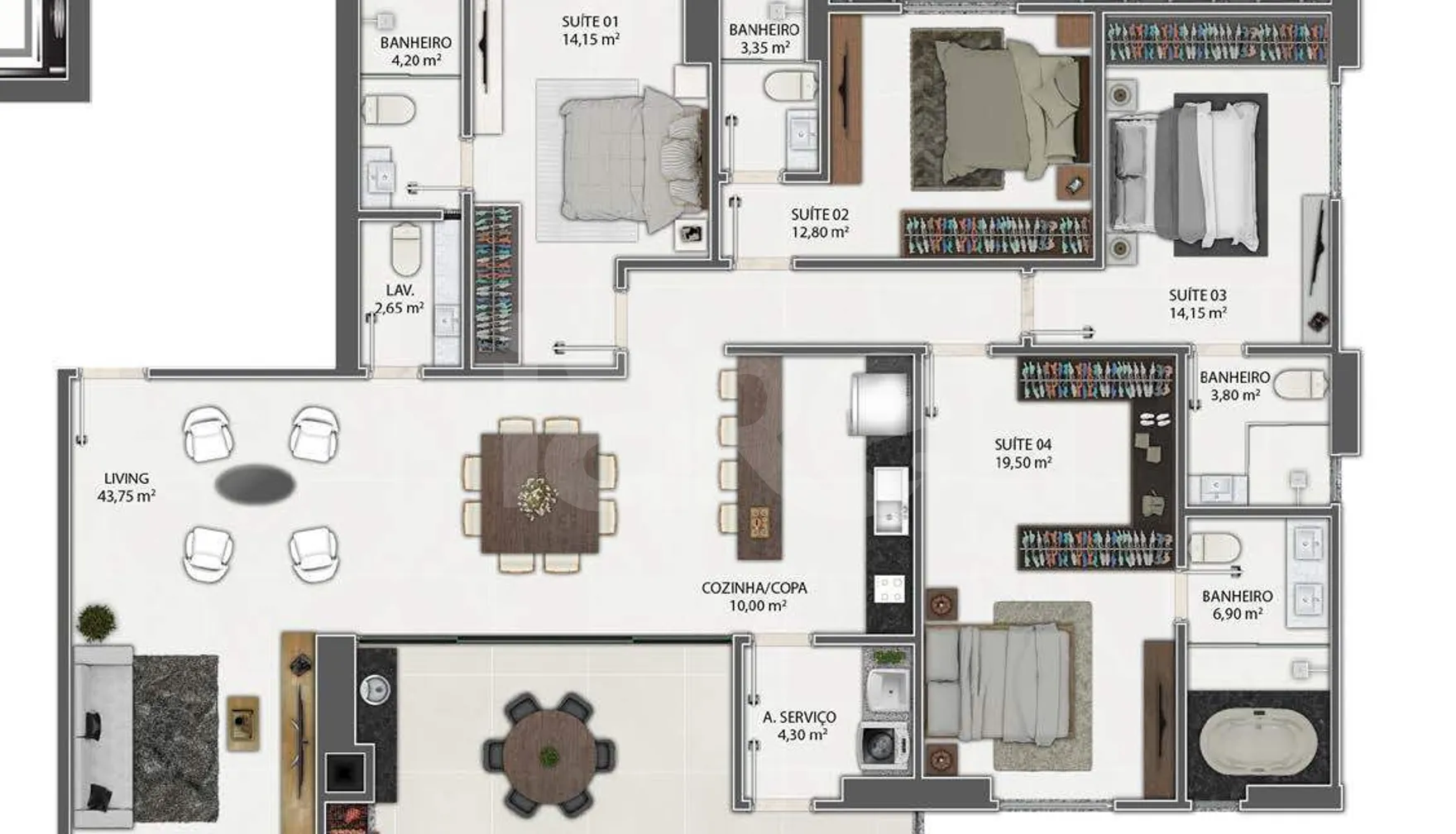 Planta — Apartamento 182,25 m²