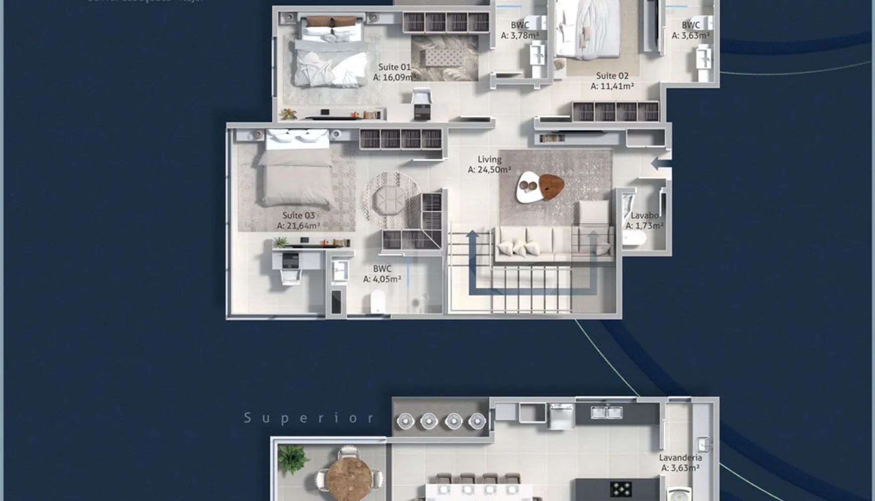 Planta — Cobertura Duplex 201,6 m²