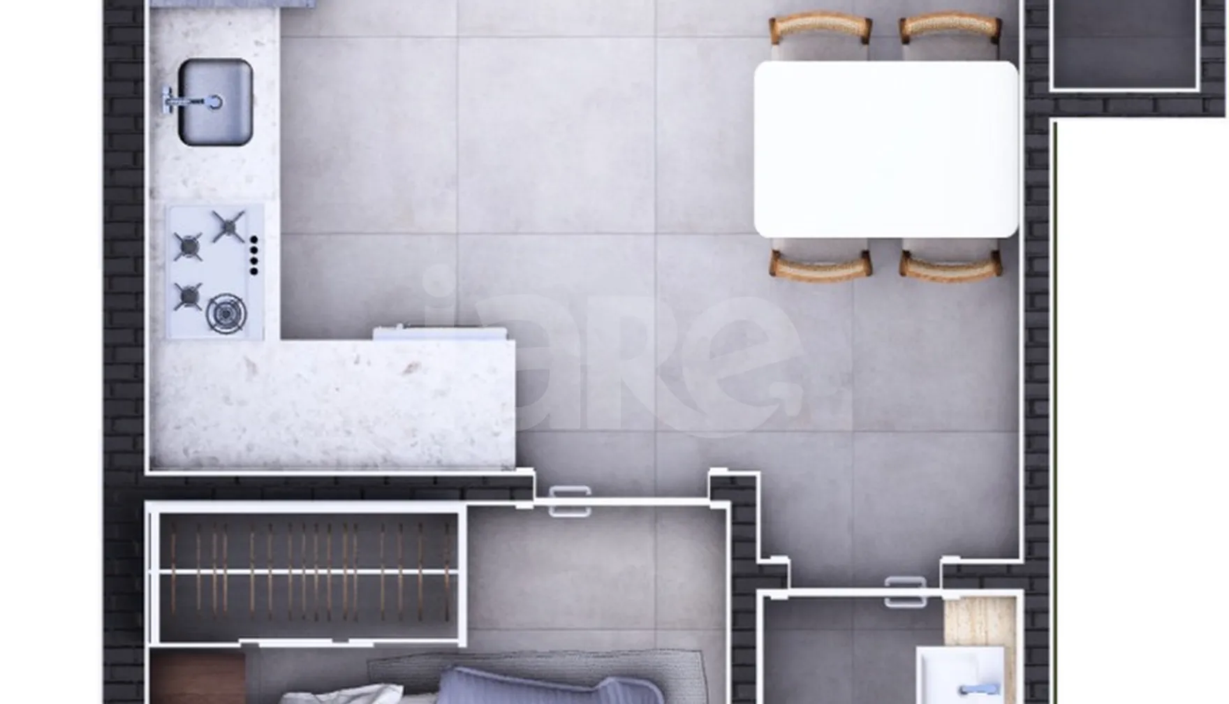 Planta — Apartamento 33,2 m²