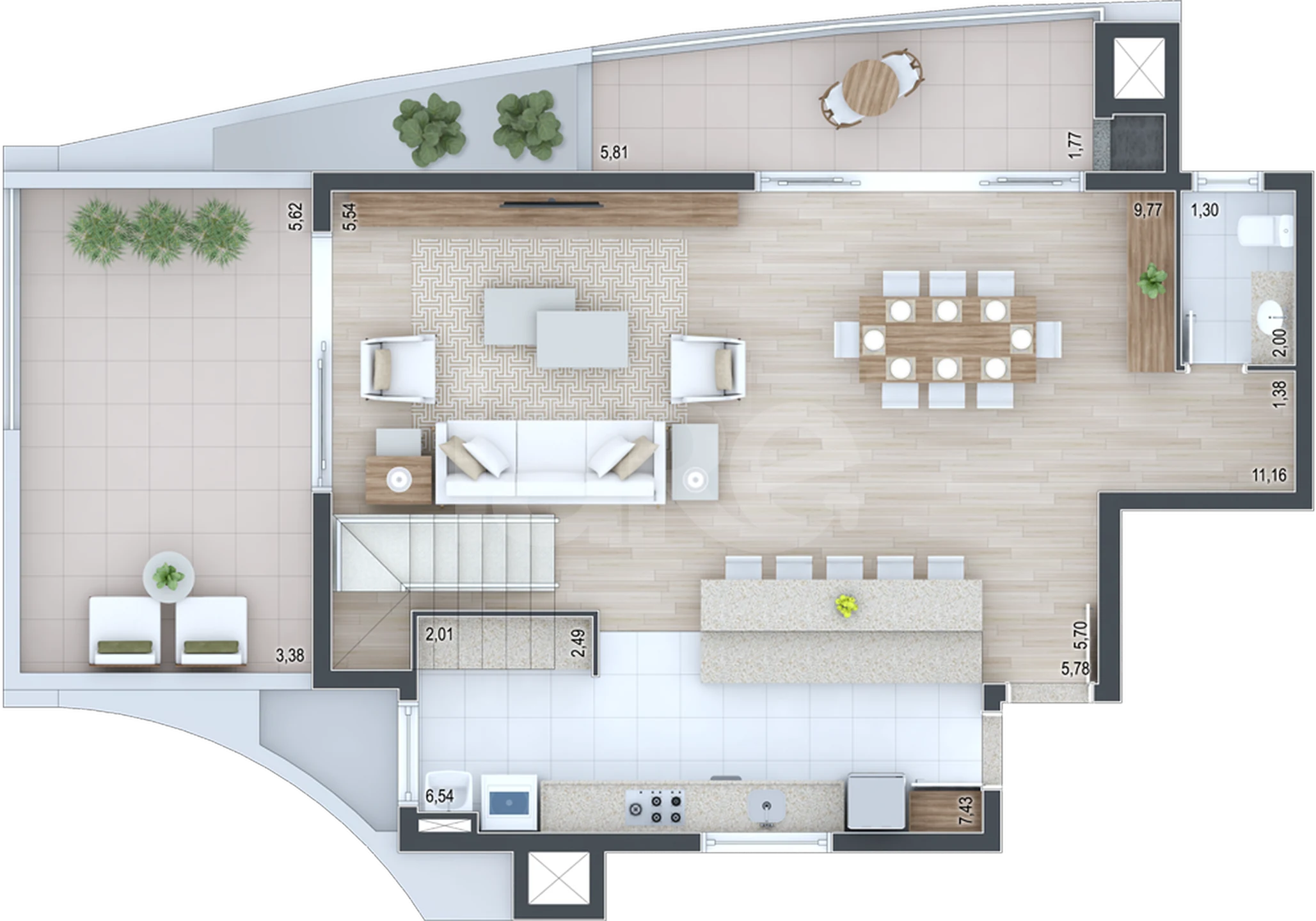 Planta — Cobertura Duplex 198,08 m²