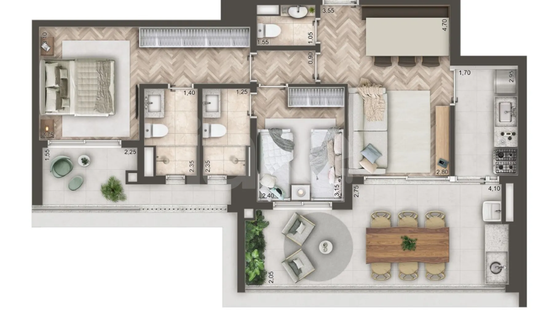 Planta — Garden 101,73 m²