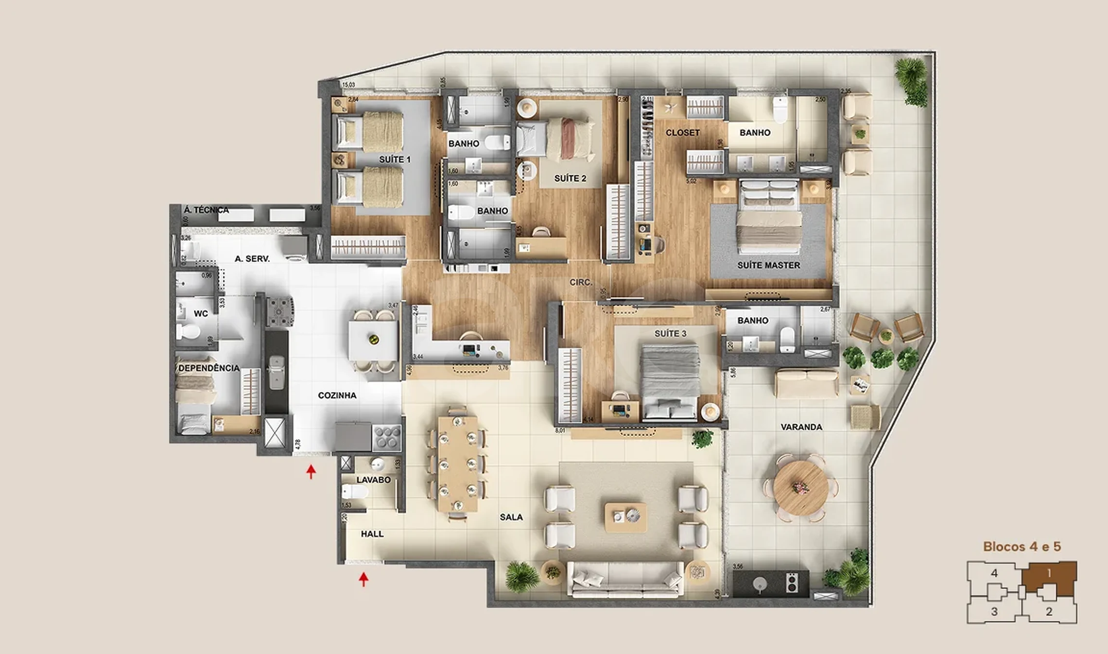 Planta — Apartamento 227,12 m²