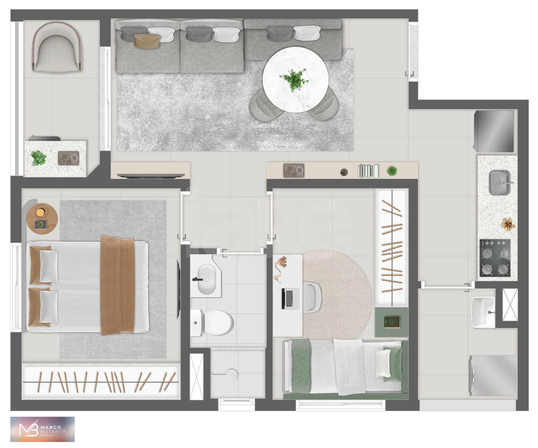 Planta — Apartamento 43,43 m²