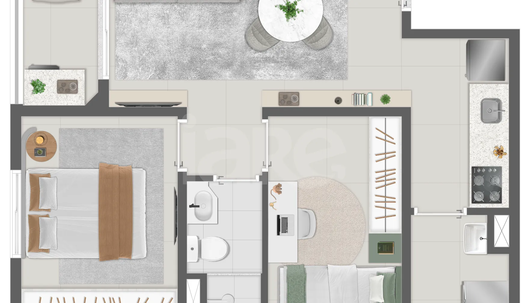 Planta — Apartamento 43,43 m²