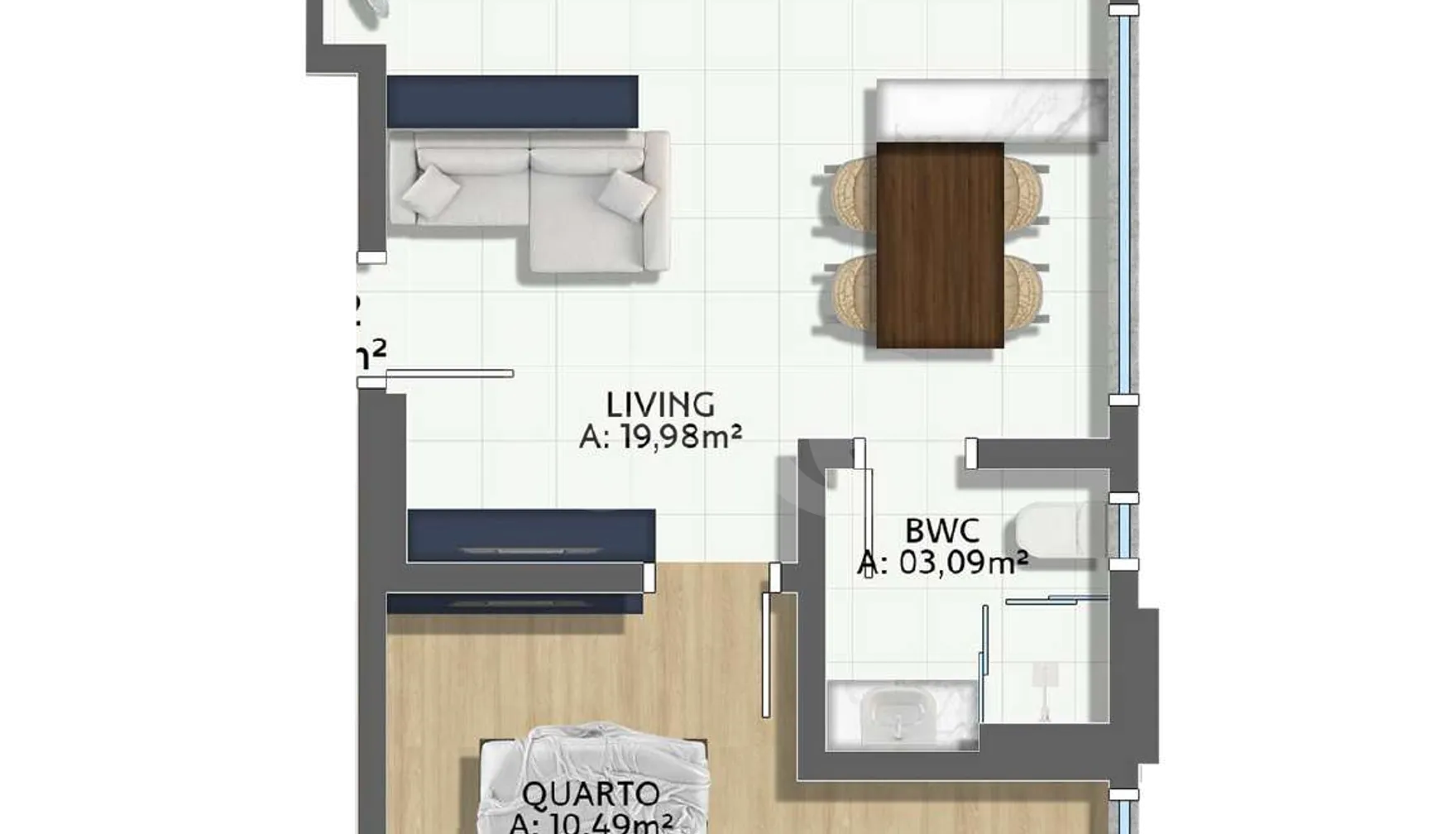 Planta — Apartamento 40,12 m²