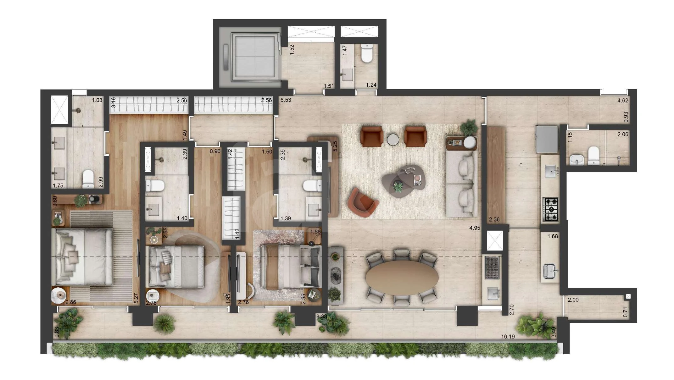 Planta — Apartamento 155,58 m²