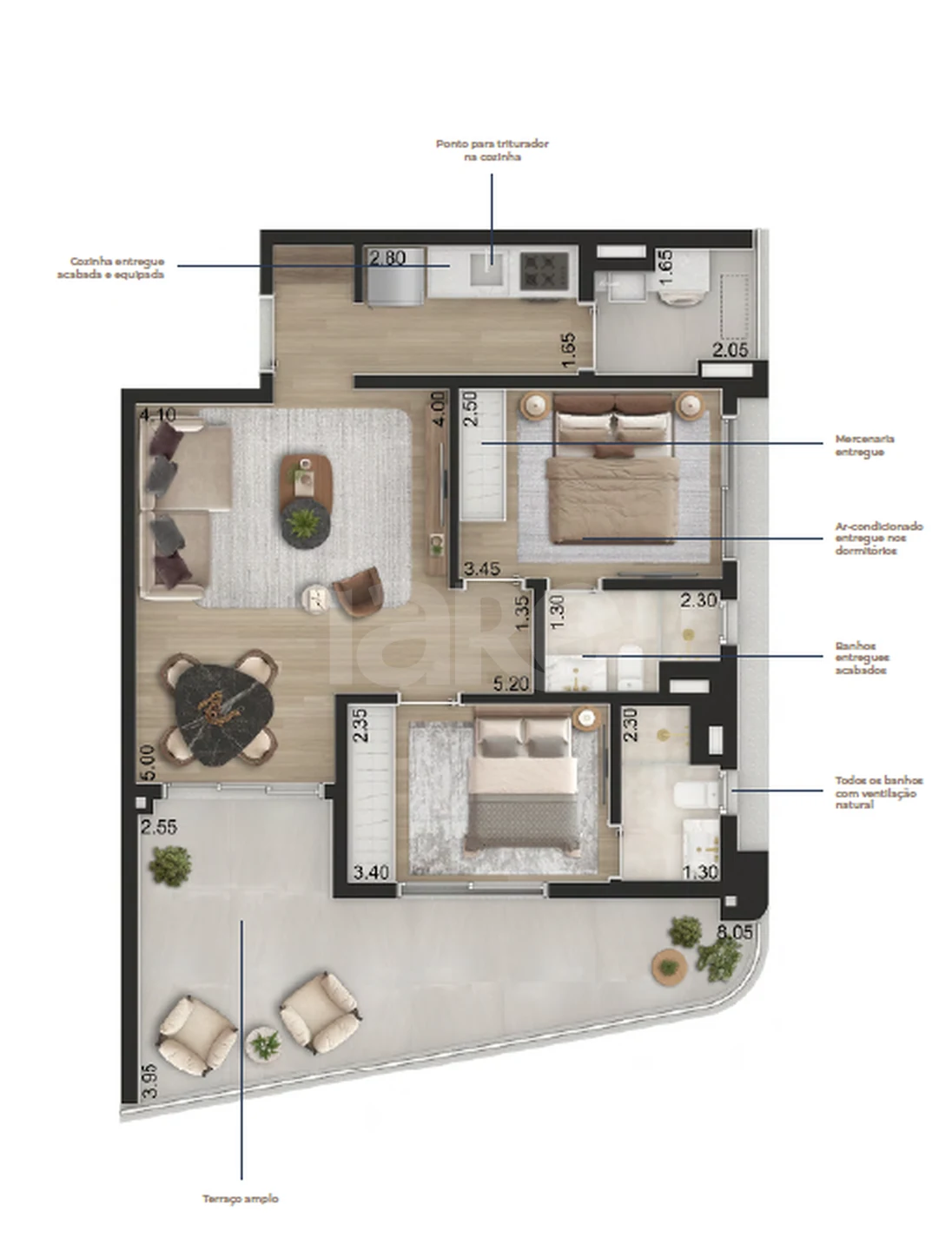 Planta — Apartamento 84,73 m²