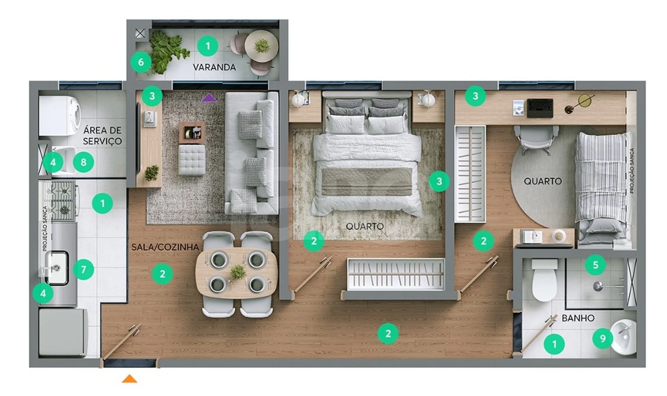 Planta — Apartamento 43,06 m²