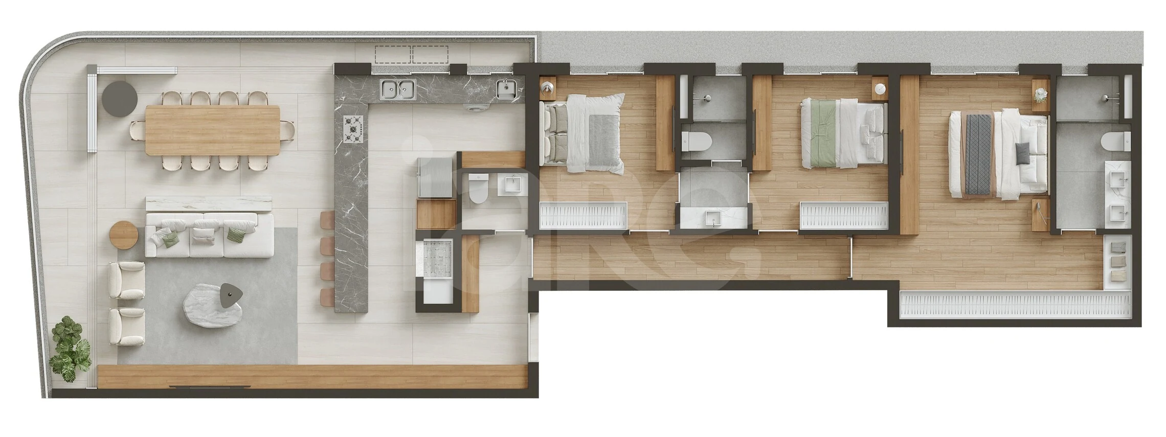 Planta — Planta 01 - 3 dorm 143,76m²