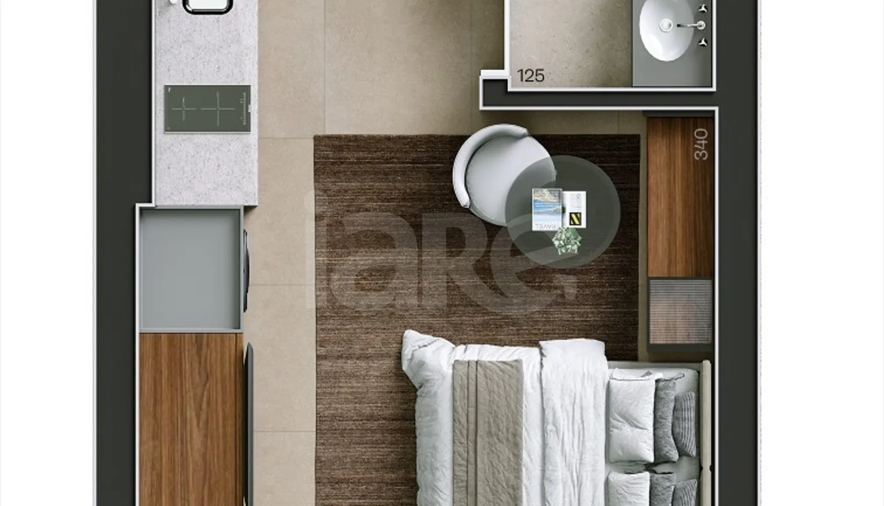 Planta — Studio 24,56 m²