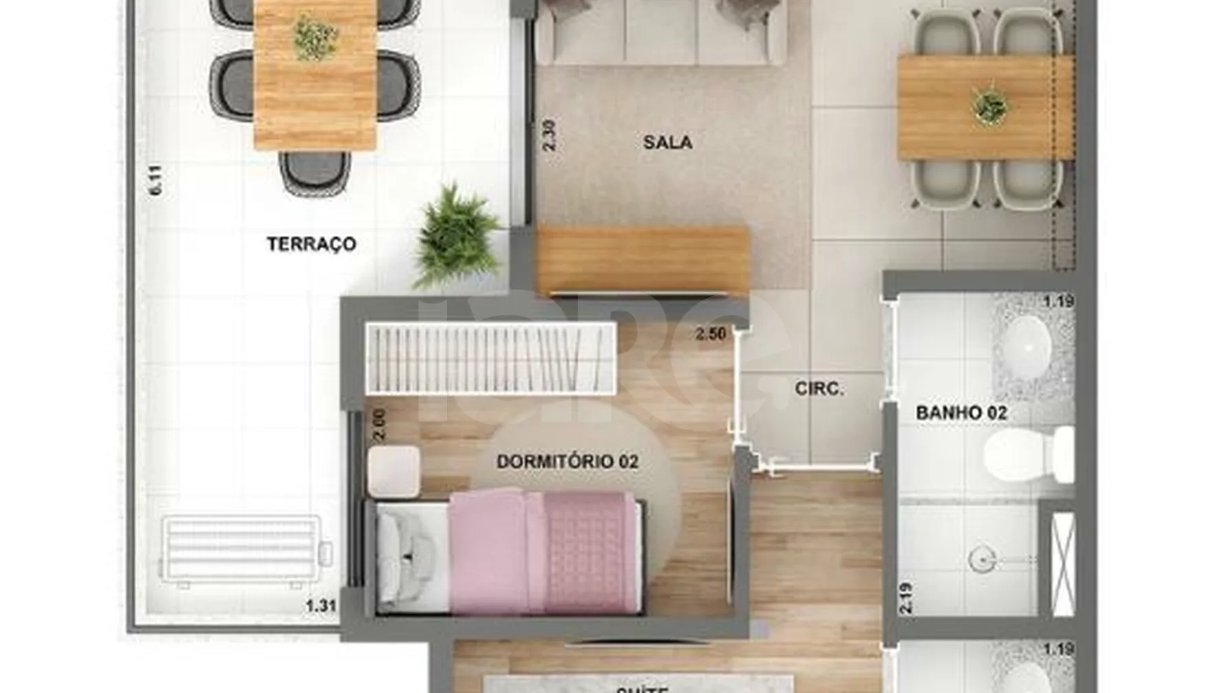 Planta — Apartamento 53 m²