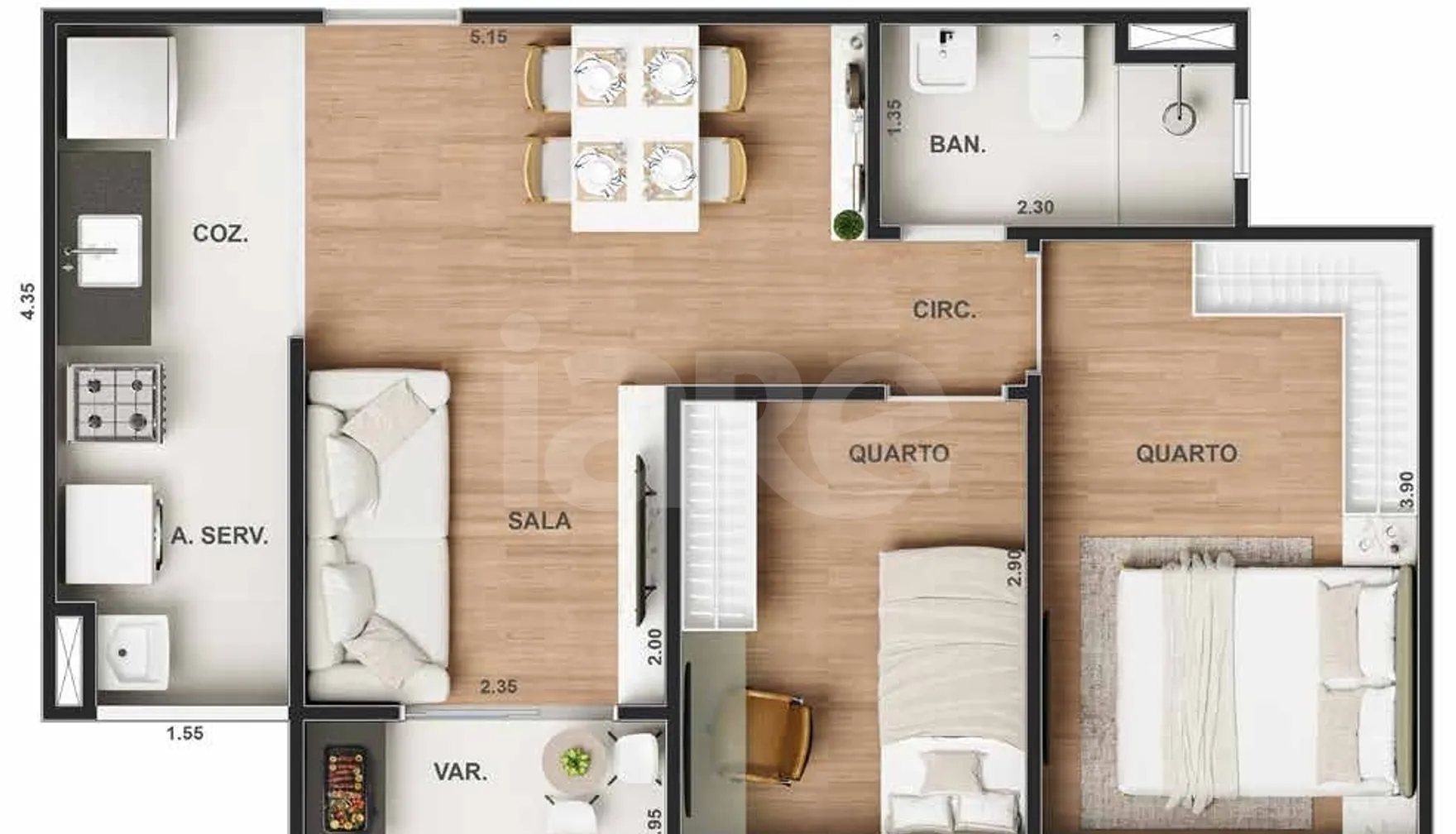 Planta — Apartamento 43,19 m²