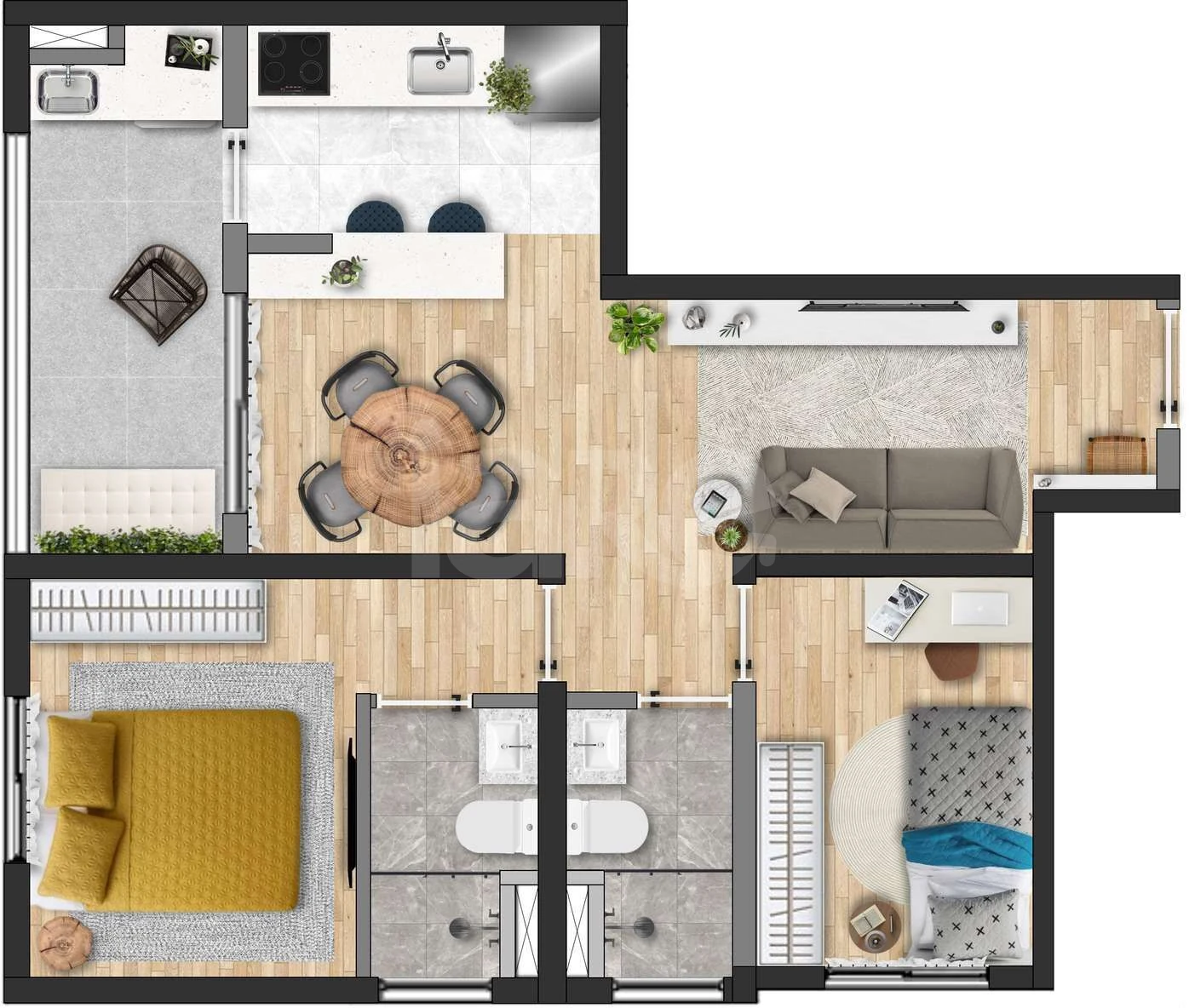 Planta — Apartamento 49,87 m²