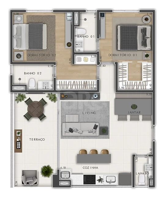Planta — Apartamento 80,84 m²