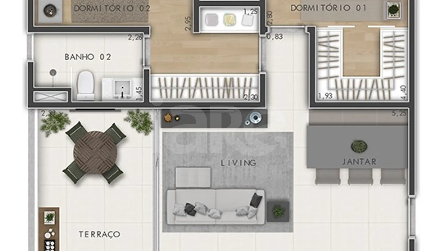 Planta — Apartamento 80,84 m²
