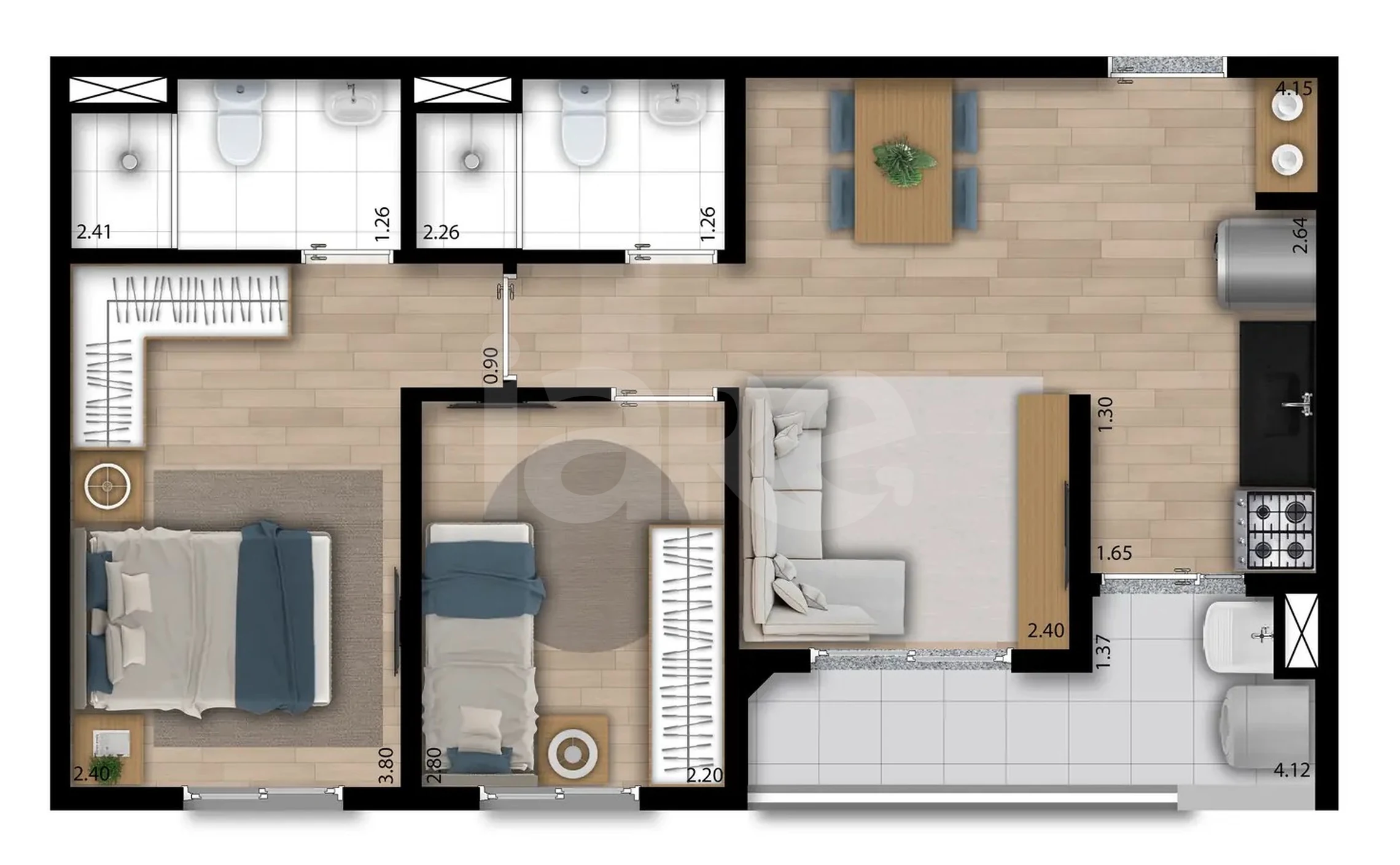 Planta — Apartamento 49,76 m²