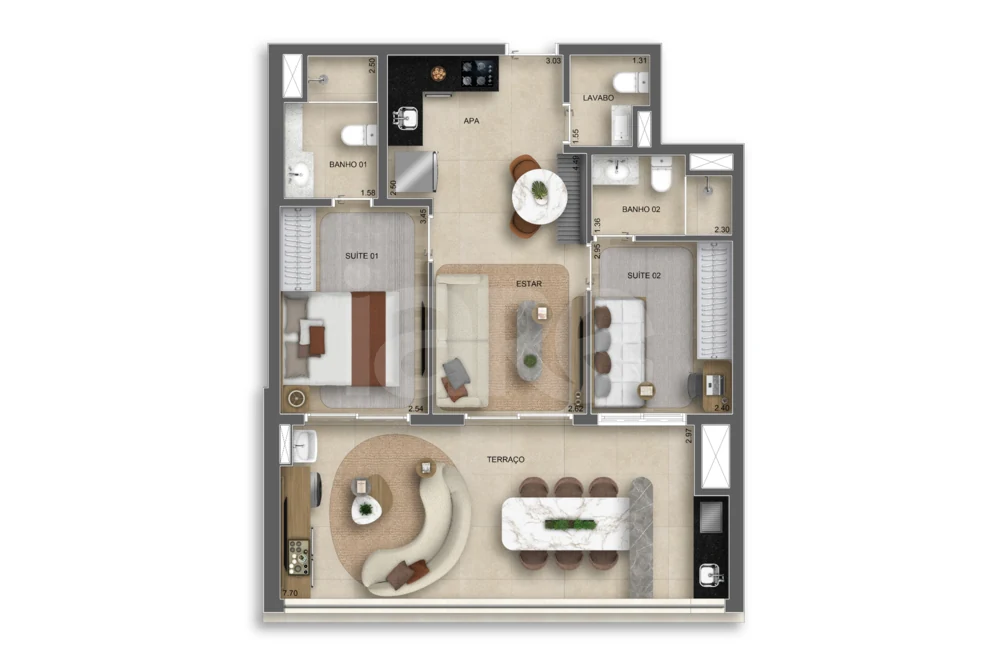 Planta — Apartamento 74 m²