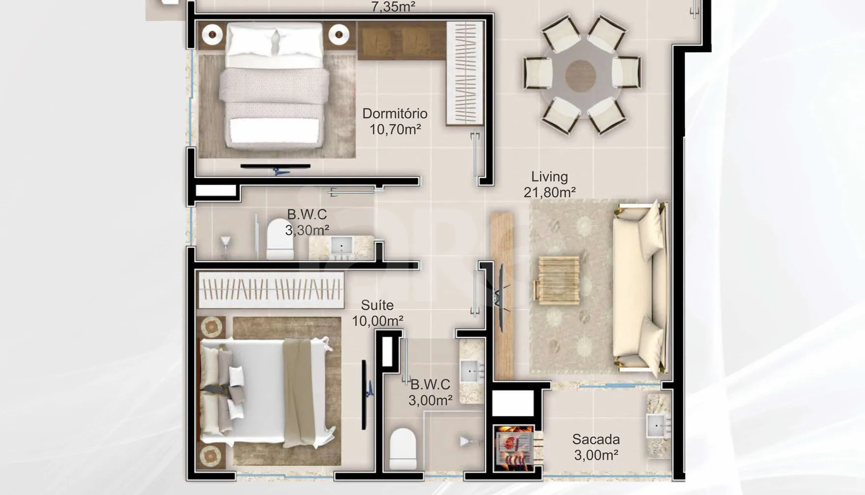 Planta — Apartamento 67,98 m²