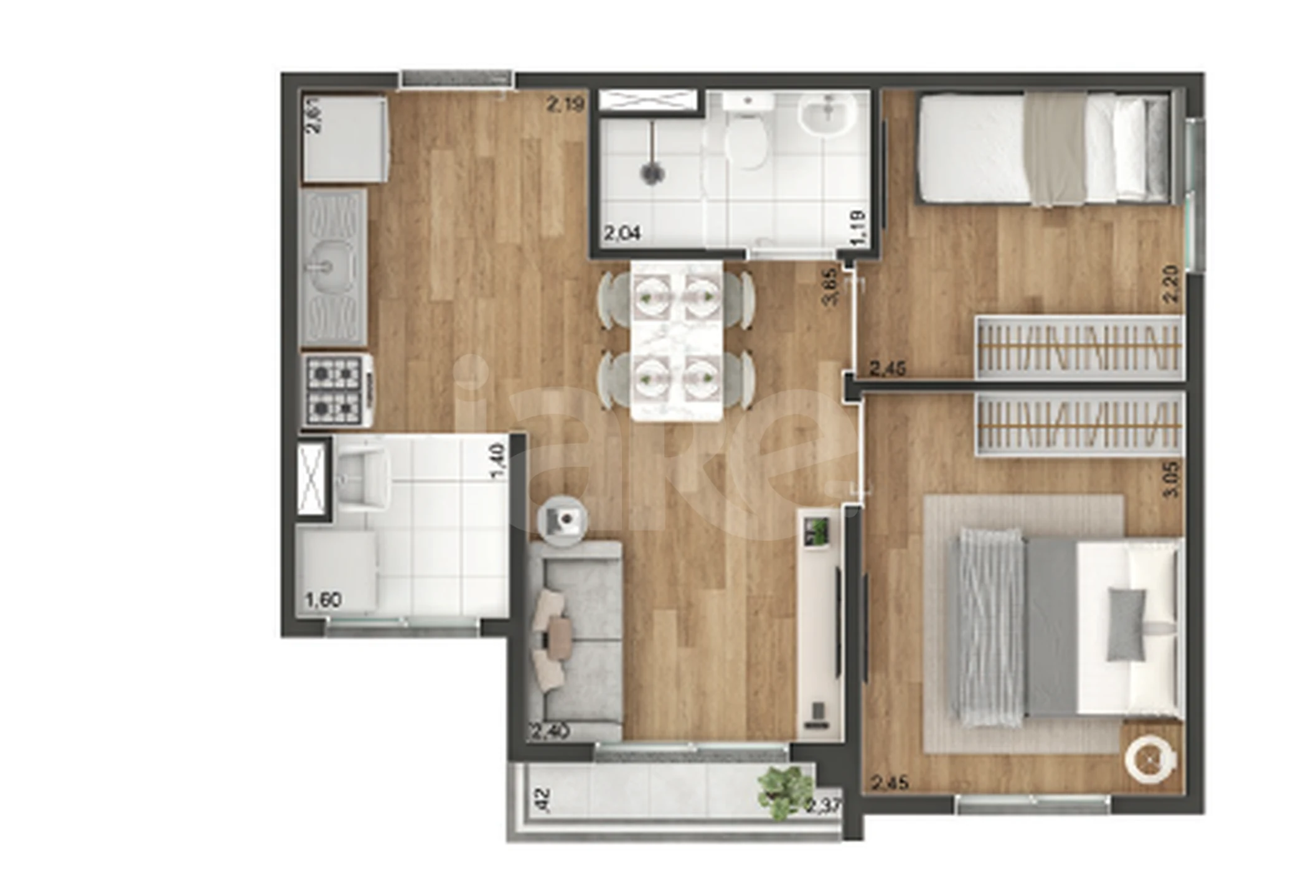 Planta — Apartamento 37,05 m²