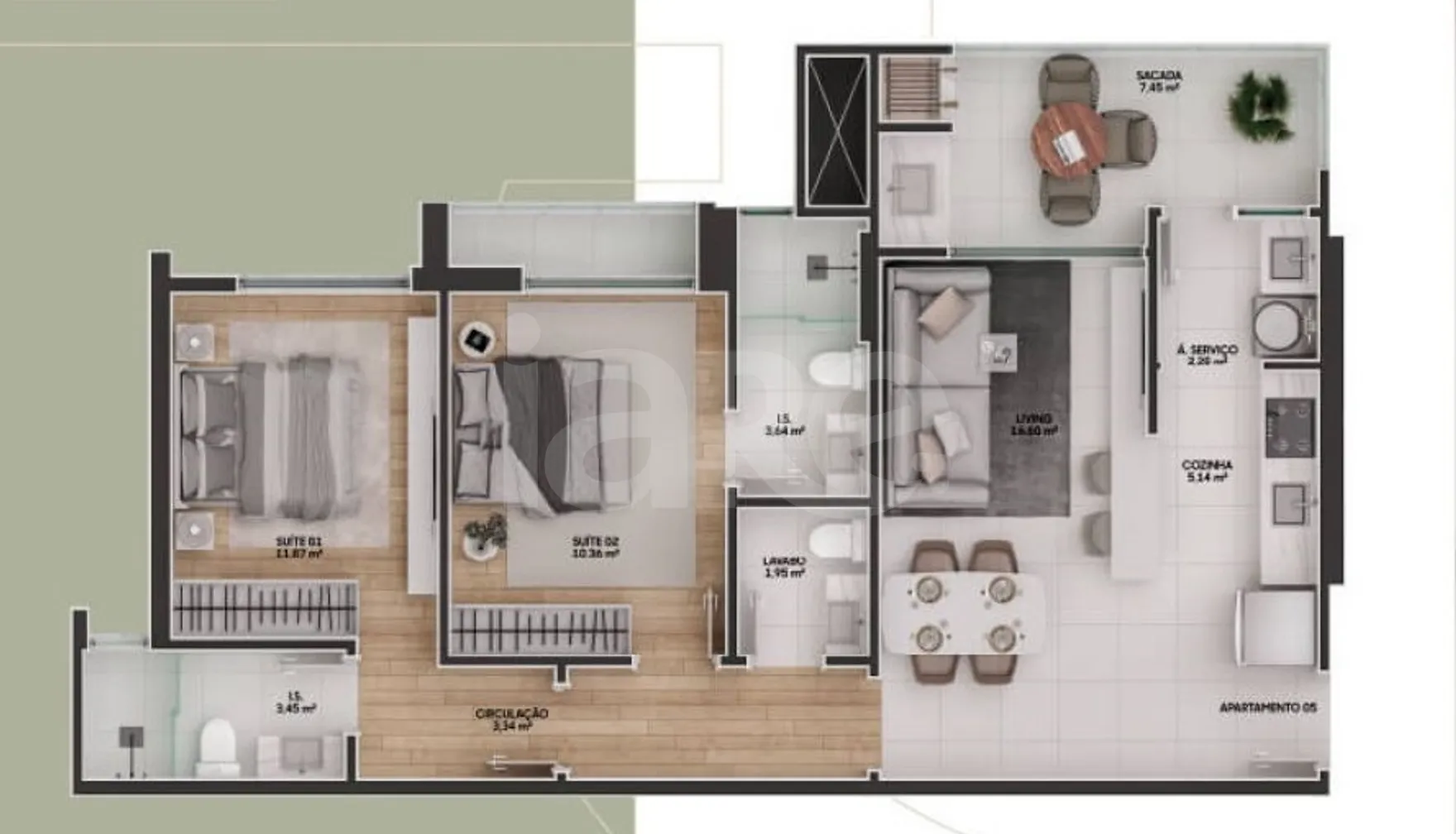 Planta — Apartamento 79,63 m²
